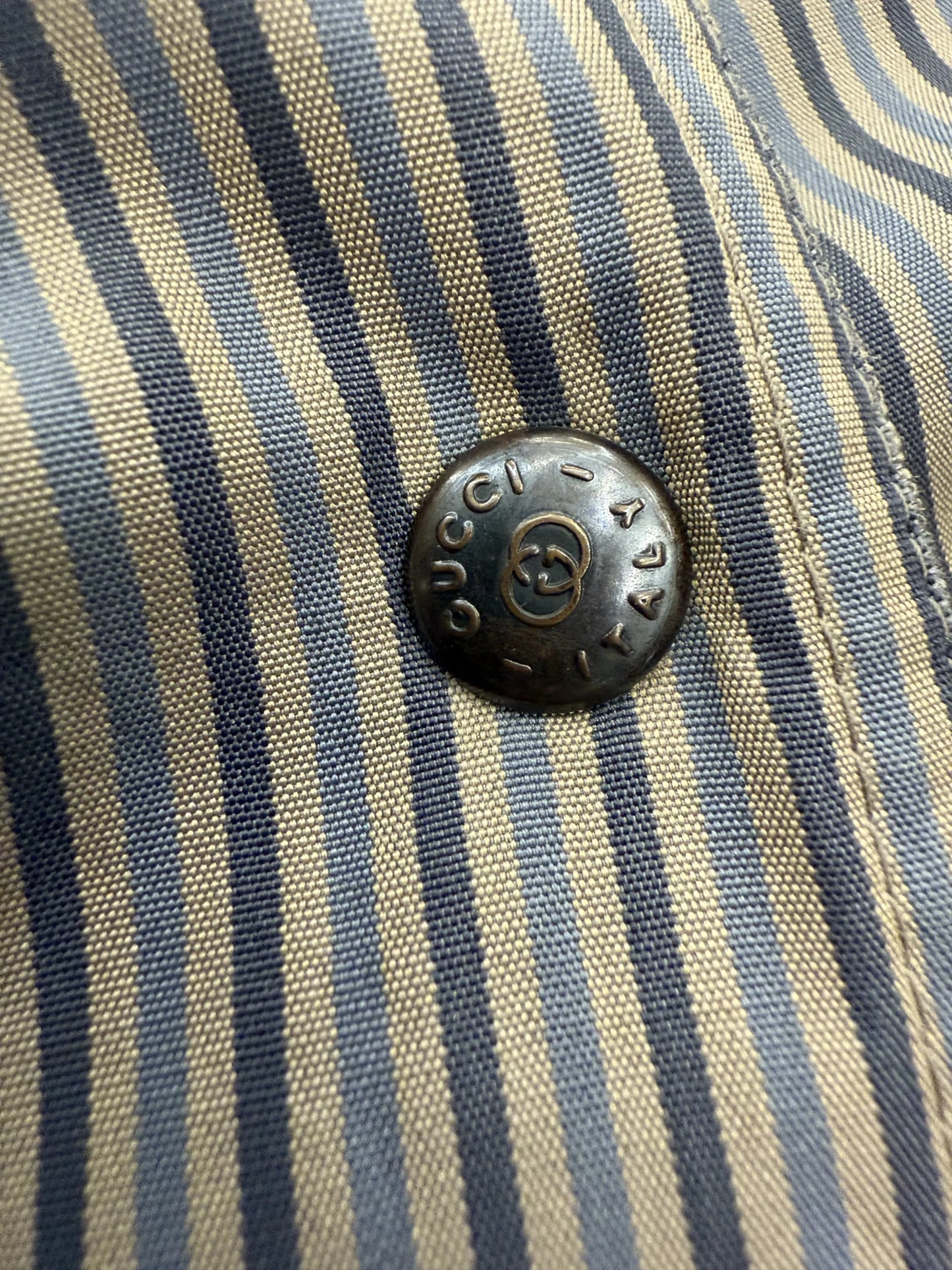 Trench archivio G. Gucci S.p.A. Anni 70 in 100% Pura Seta Rigato | Taglia 46