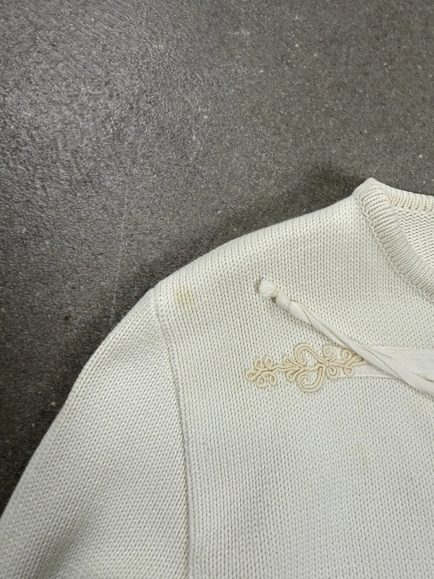 Cardigan Archive Dries Van Noten Anni '90 Archive Panna con Chiusura Frogs Stringhe | Taglia M