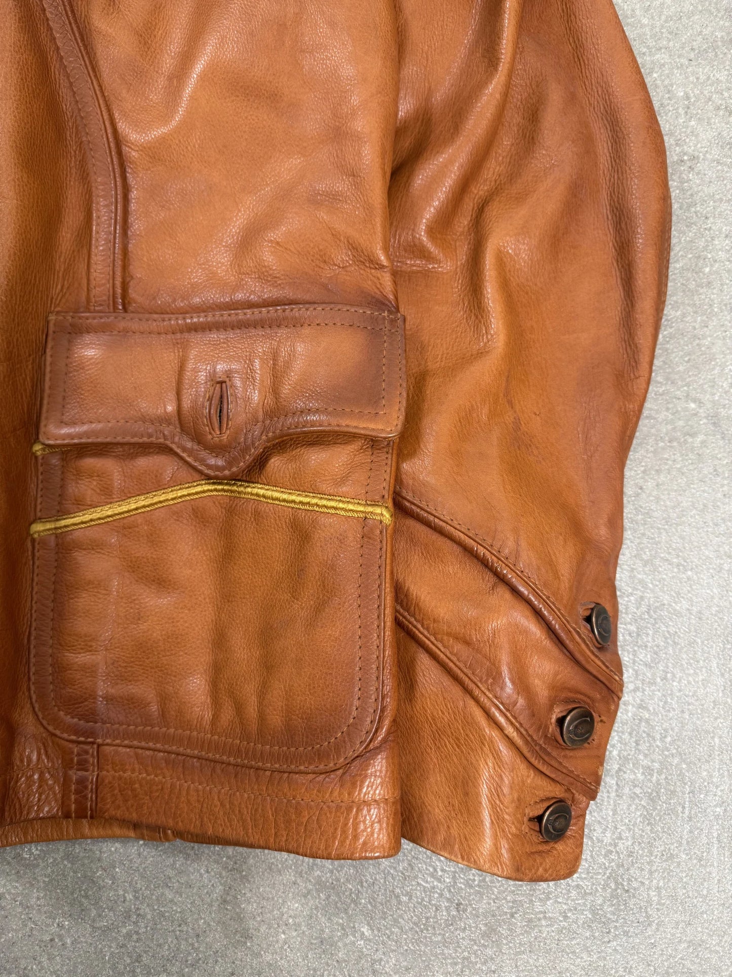 Giacca in Pelle Just Cavalli AW 2004 Archive Marrone Tabacco Fodera Tigre | Taglia IT 50 slim
