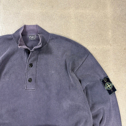 1980s archivio Stone Island henley Green Edge Badge Massimo Osti Era | Taglia XL
