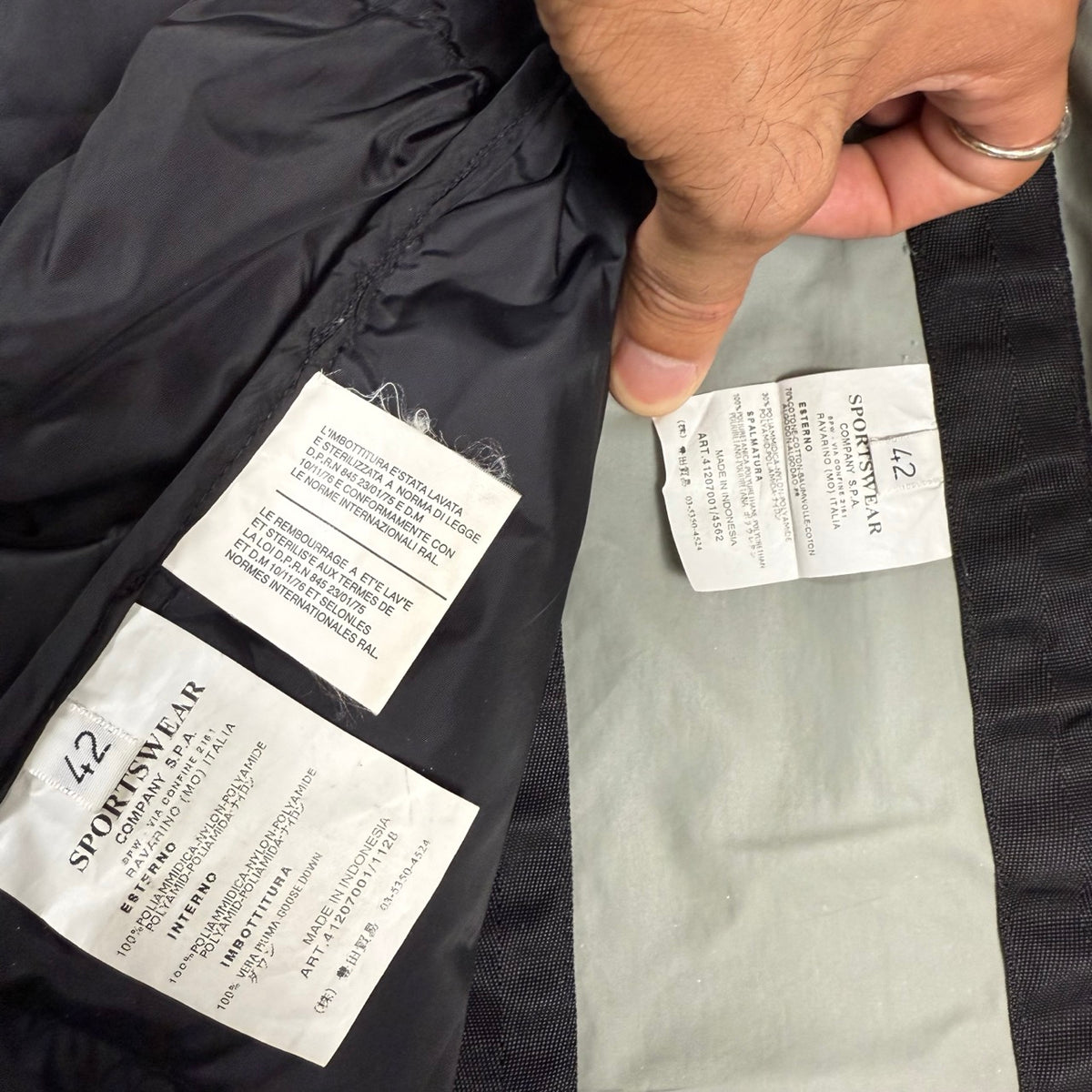 2004 Parka C.P. Company 2-in-1 Grigio con Lining Piuma Nero | Taglia 42IT