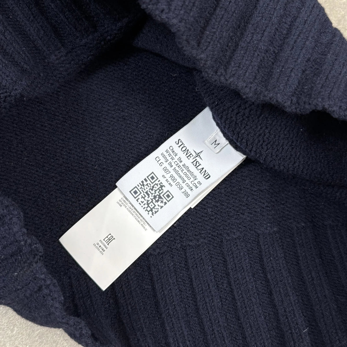2015 Stone Island Shawl Collar Navy Blue Knit Jumper Compass Badge | Size M