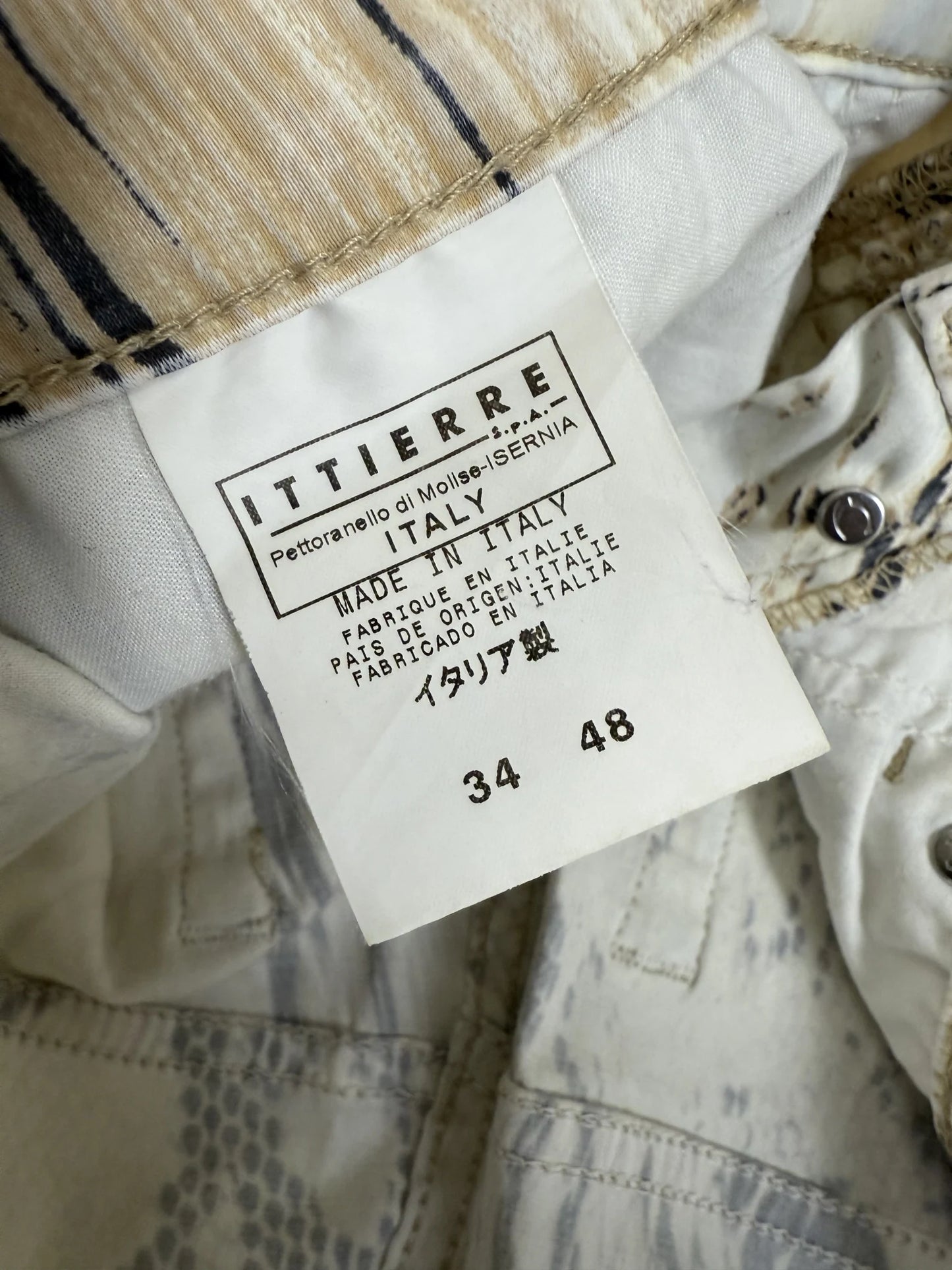 Pantaloni Just Cavalli SS 2003 Archive Stampa Pitone Psichedelica A Vita Bassa Flared | Taglia IT 48 / US 34