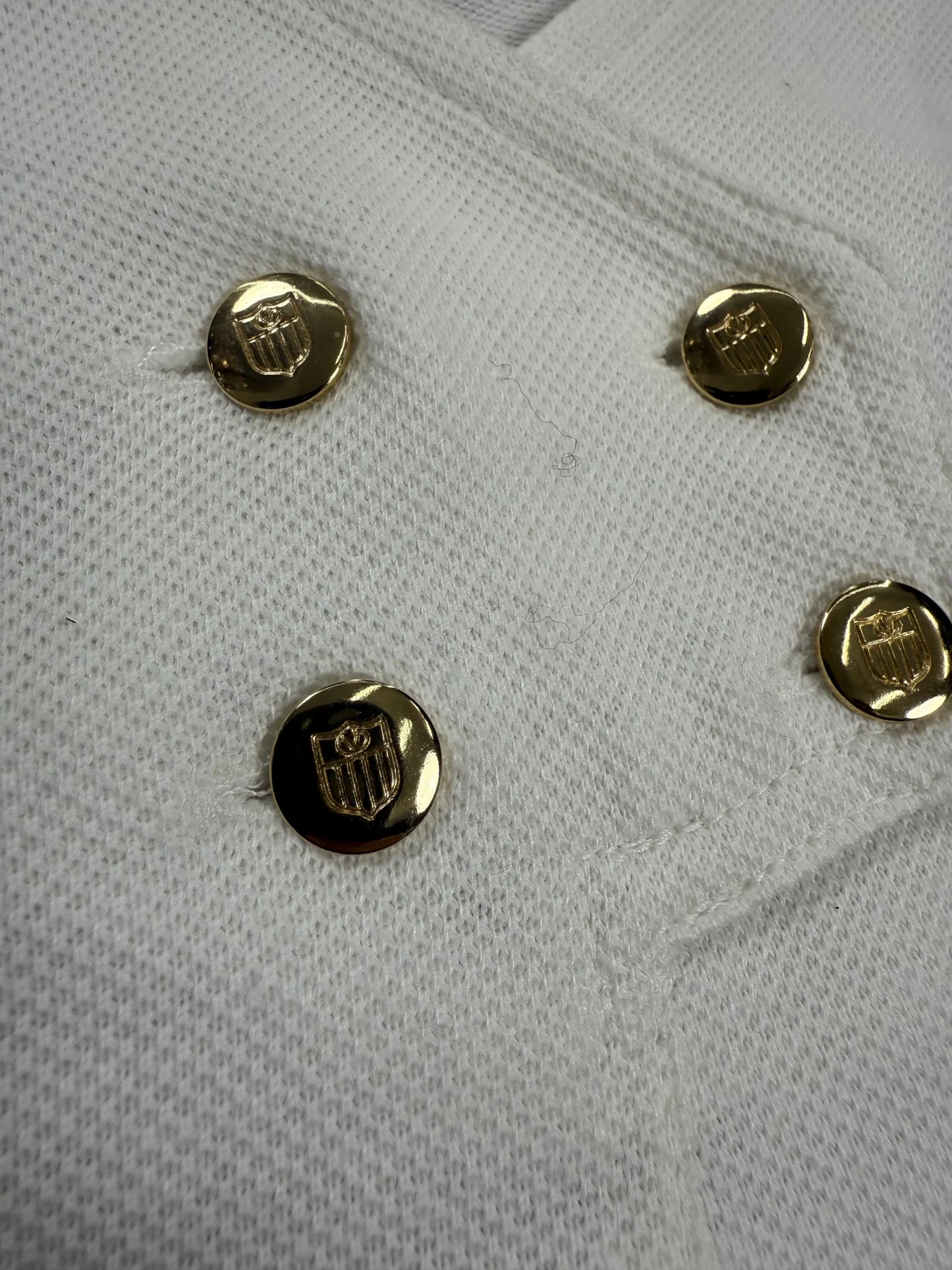 Polo Valentino Sport Archive Anni '70 Bianca Scollo V con 4 Bottoni Dorati | Taglia IT 42 / M