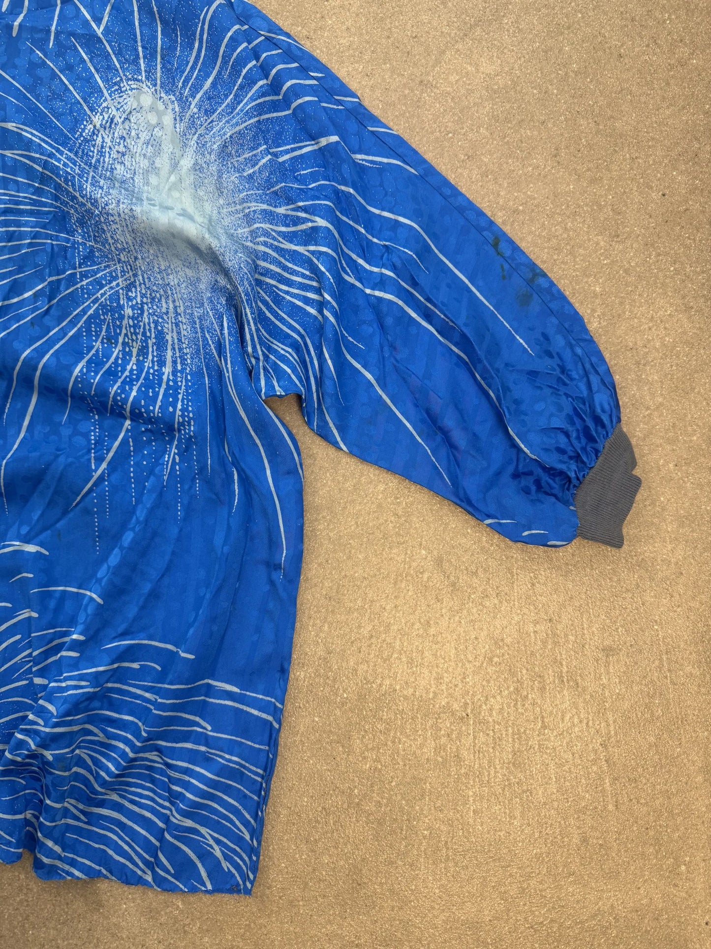 Camicia Valentino Miss V Vintage Anni 80 Seta Blu Grafica Fuochi d'Artificio | Taglia 46
