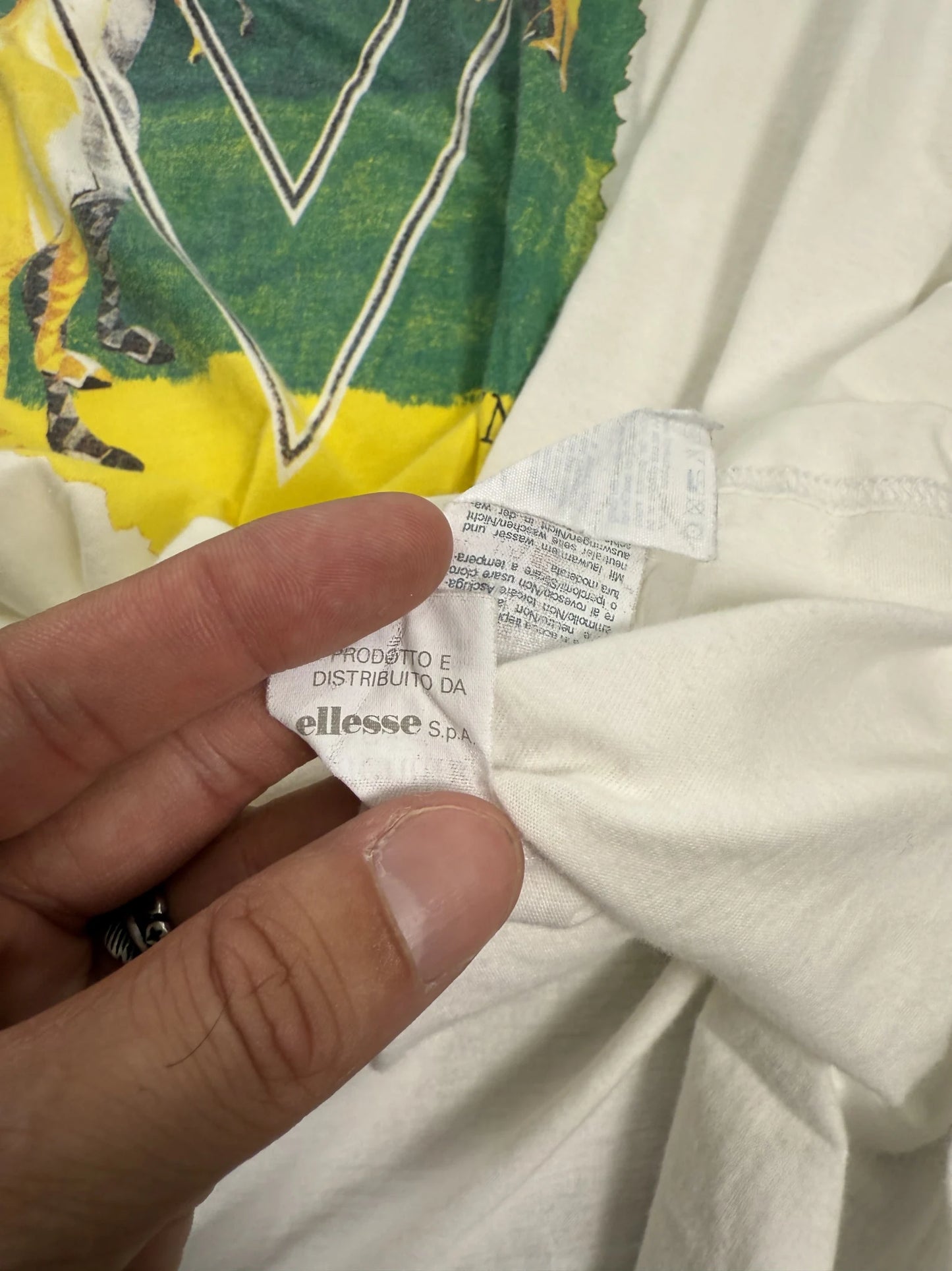 T-Shirt Vintage Valentino Sport Golf Wear 80s 90s Ellesse Off-White | Taglia XL