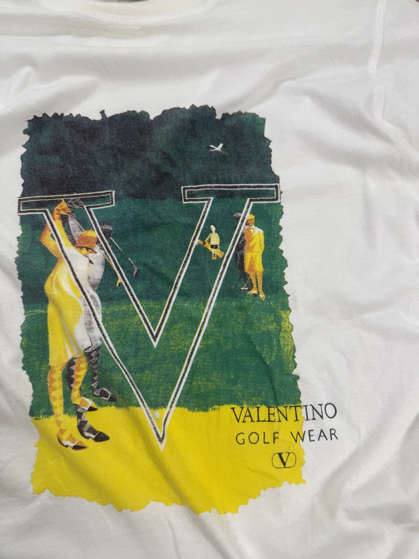 T-Shirt Vintage Valentino Sport Golf Wear 80s 90s Ellesse Off-White | Taglia XL