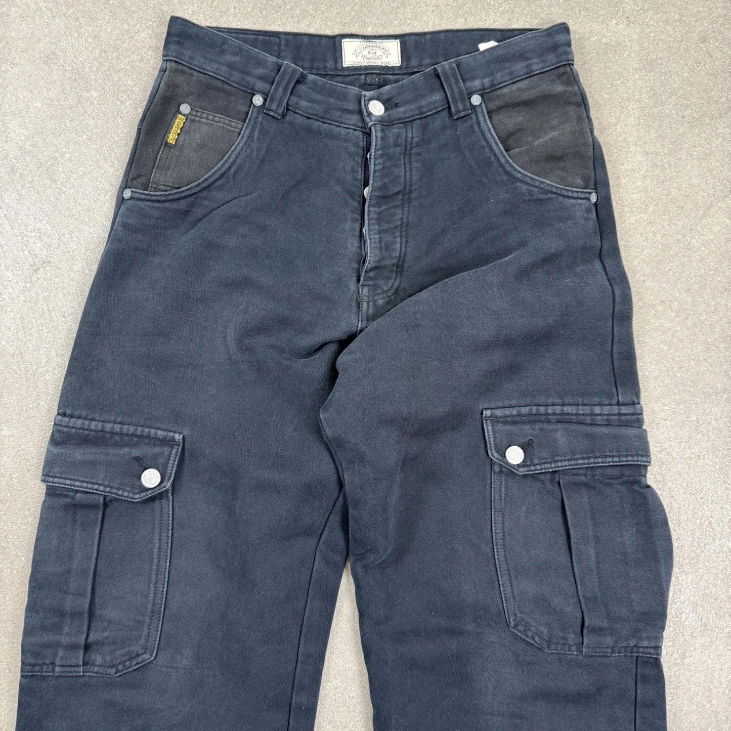 1990's Pantaloni d'archivio Armani Jeans vintage black cargo - size 48