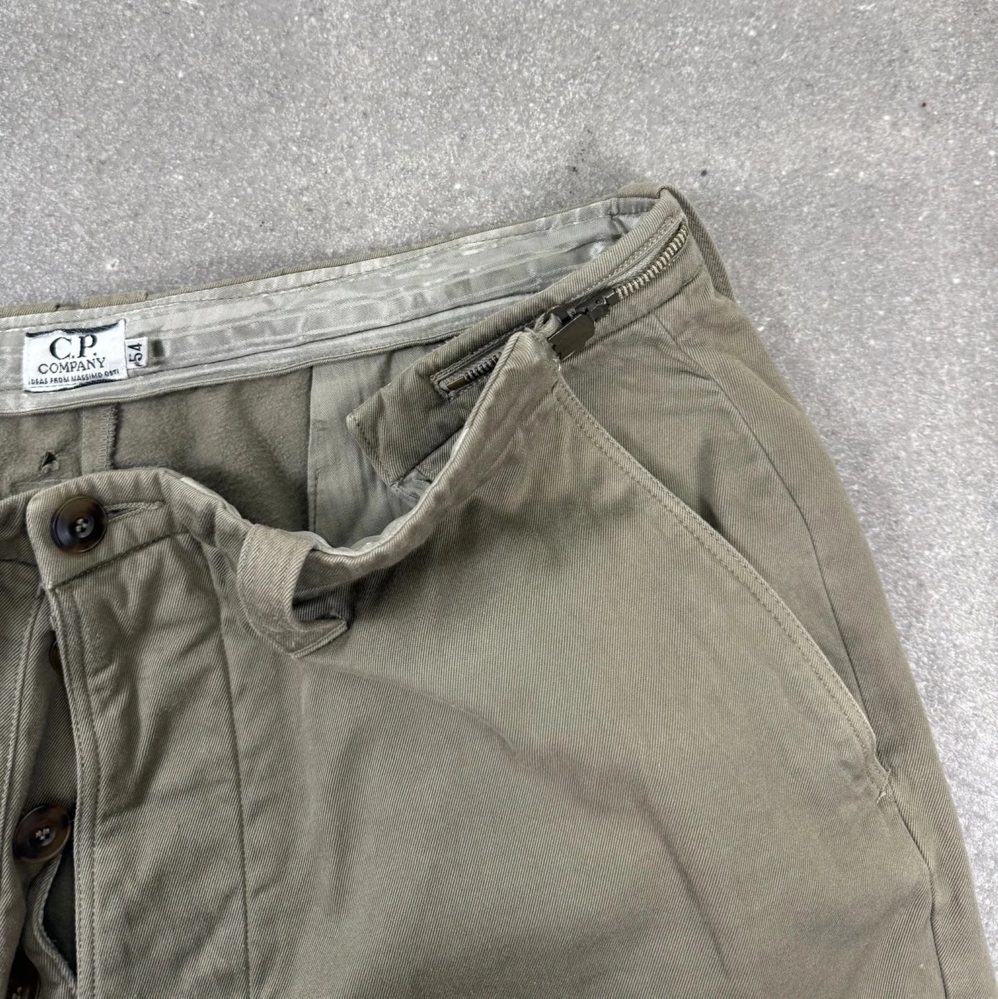 1990's Pantaloni d'archivio C.P. Company vita regolabile con zip - size 54