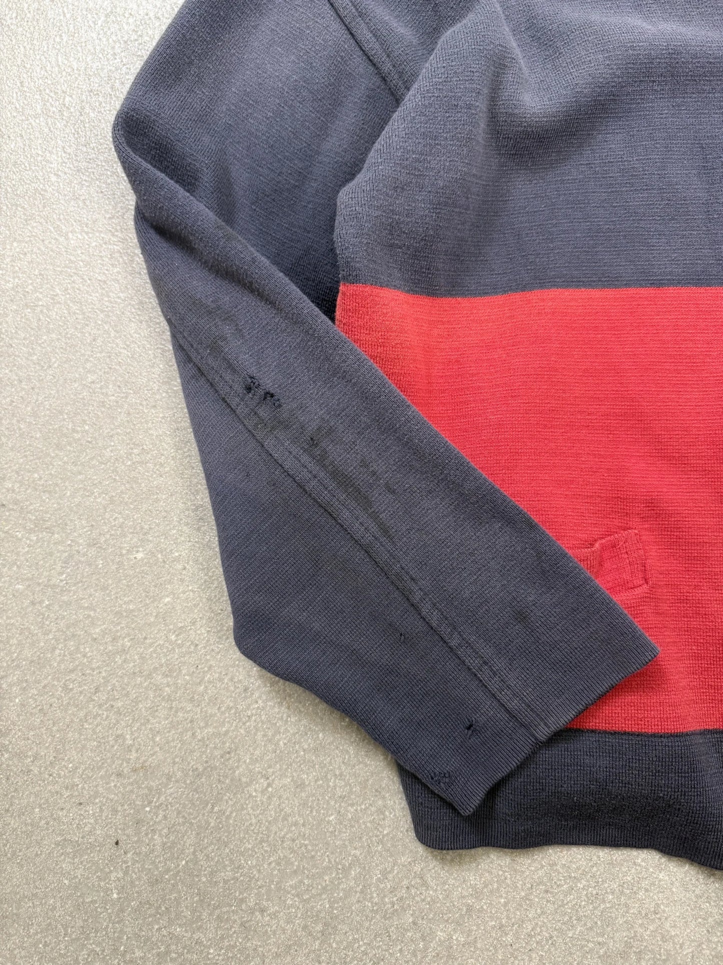 Dries Van Noten 1990s Archive Cardigan Oversize Cropped Color-Block Blu Rosso | Taglia M