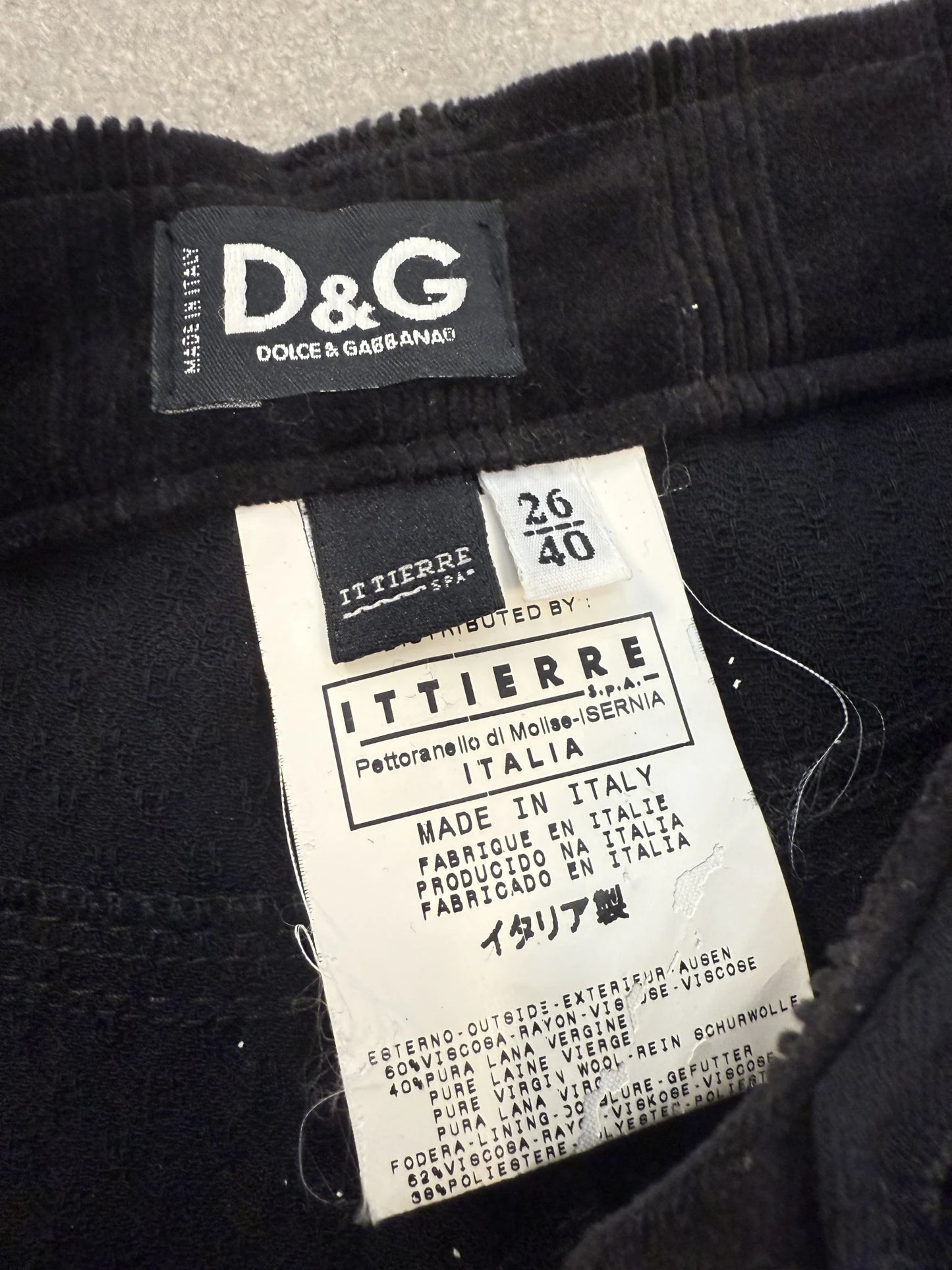 Gonna D&G Dolce & Gabbana Vintage Y2K Nero Jacquard Viscosa Lana ITTIERRE| Taglia 26 40