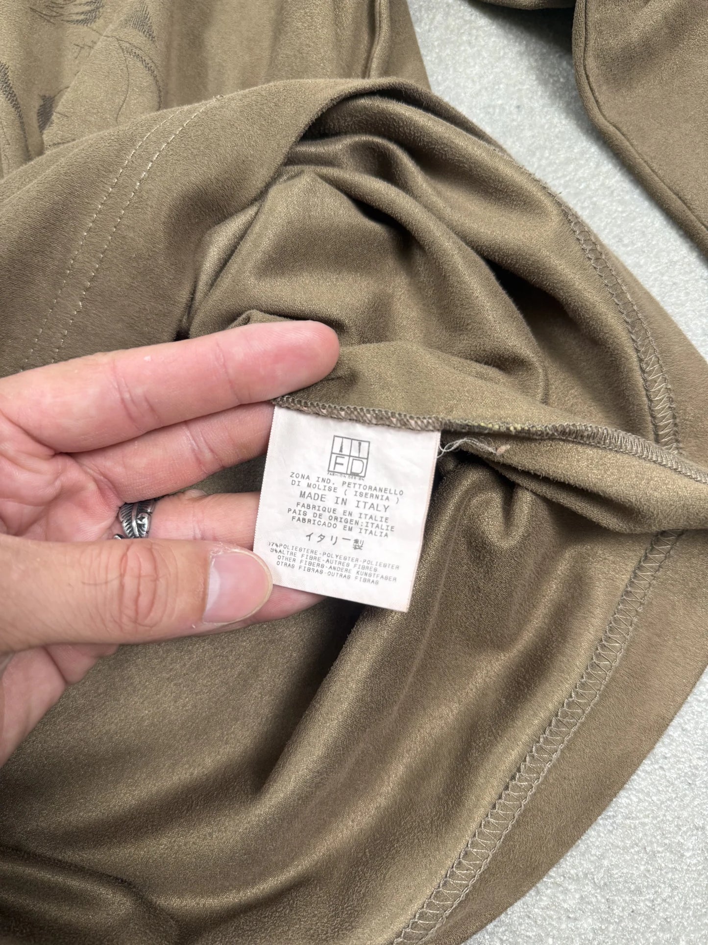 2000s Cavalli Archive Maglia Maniche Lunghe Beige Effetto Velluto Grafica Grifoni | Taglia 52 Slim