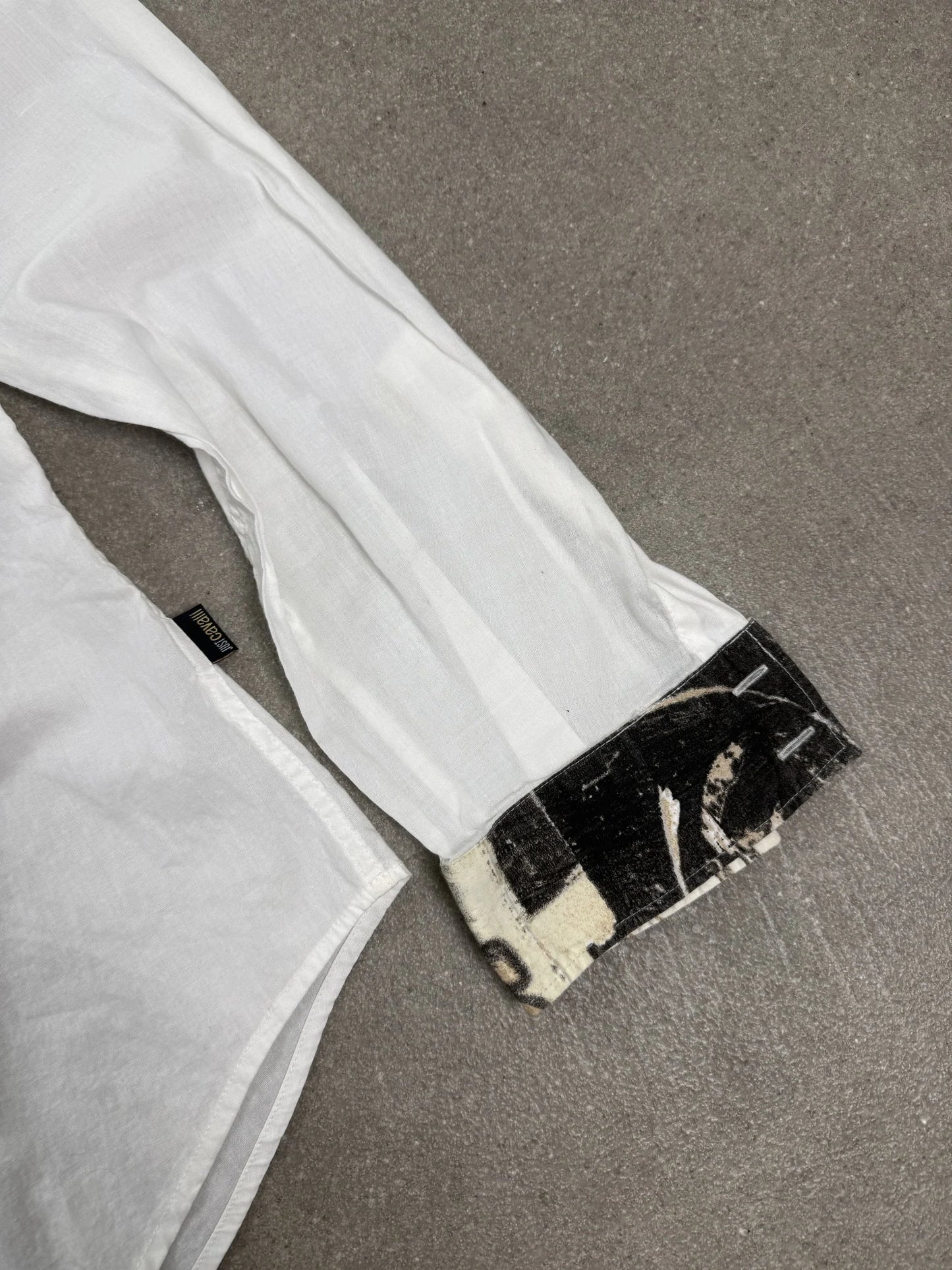 Camicia Tunica Just Cavalli 2001 Archive Popover Grafica Newspaper Bianco Made in Italy | Taglia IT 50 / L