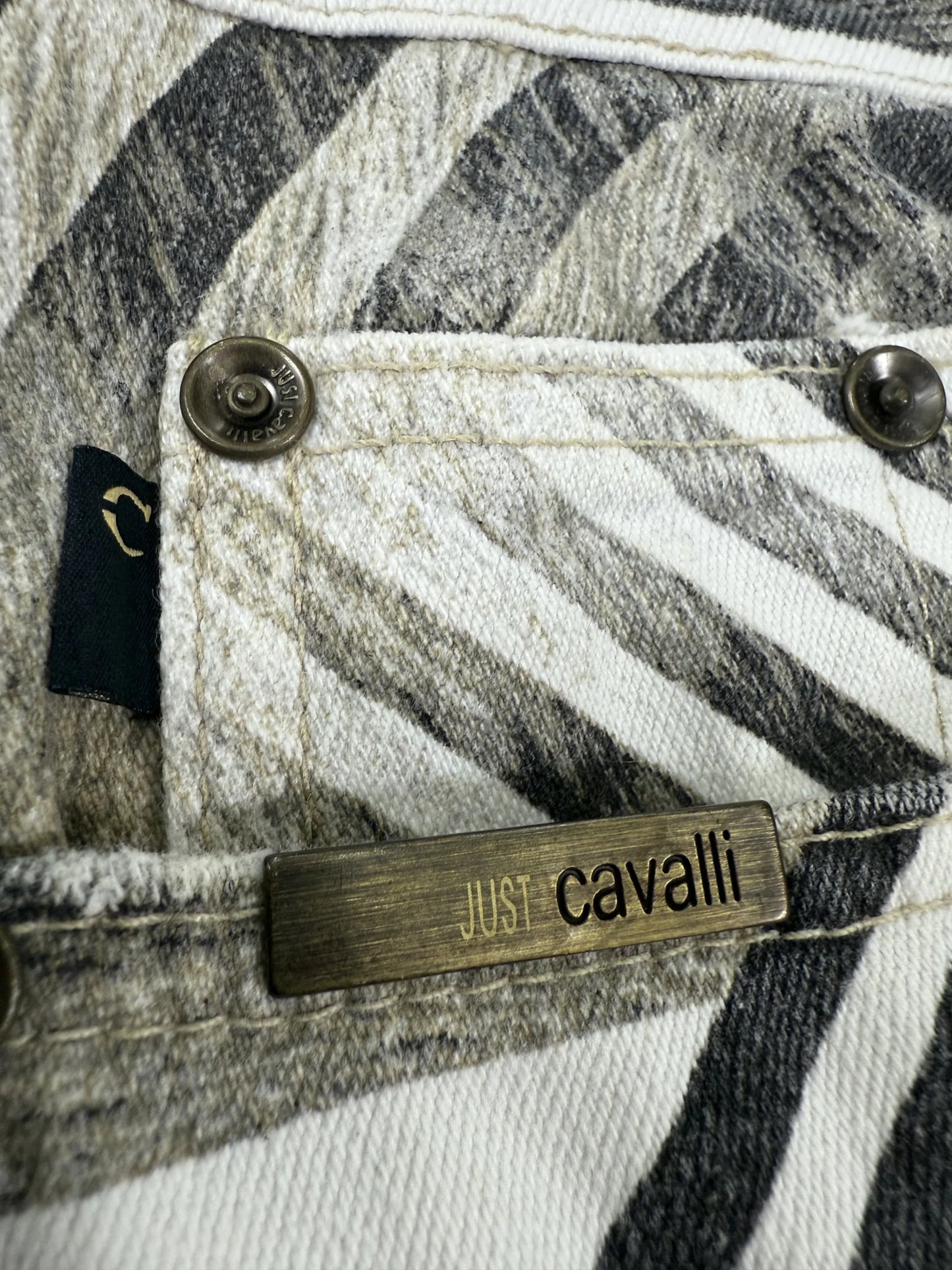 Jeans Just Cavalli Vintage 2003 Stampa Geometrica Animalier Zebra W32 IT 46