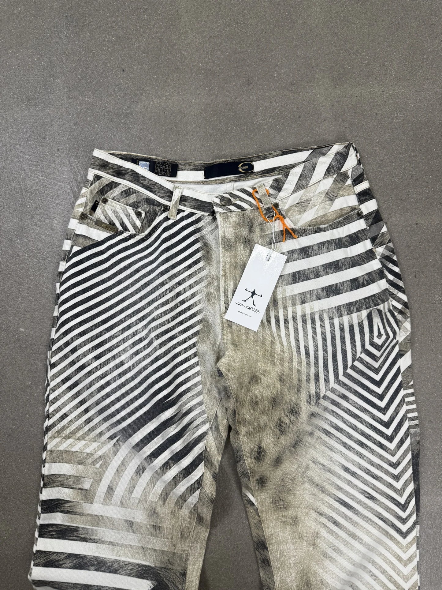 Jeans Just Cavalli Vintage 2003 Stampa Geometrica Animalier Zebra W32 IT 46