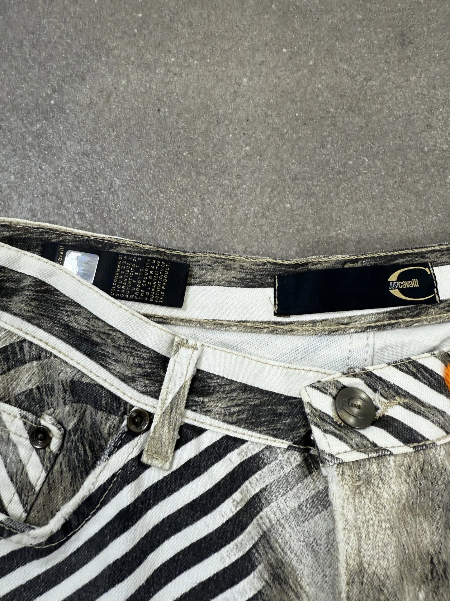 Jeans Just Cavalli Vintage 2003 Stampa Geometrica Animalier Zebra W32 IT 46