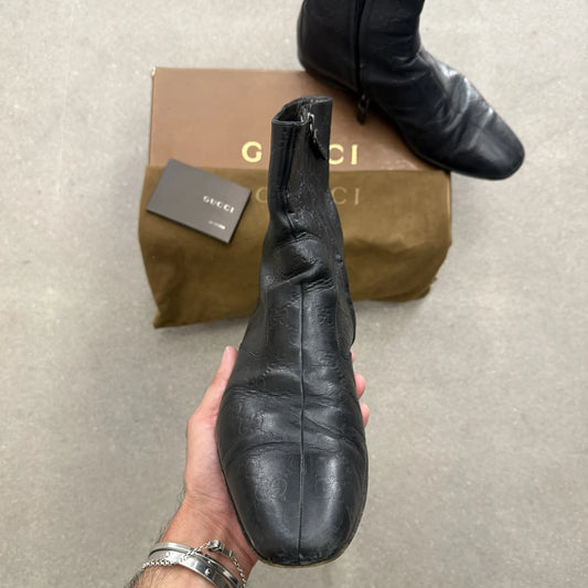 2004 Stivaletti Gucci Tom Ford era Guccissima Pelle Nera Zip - IT 41