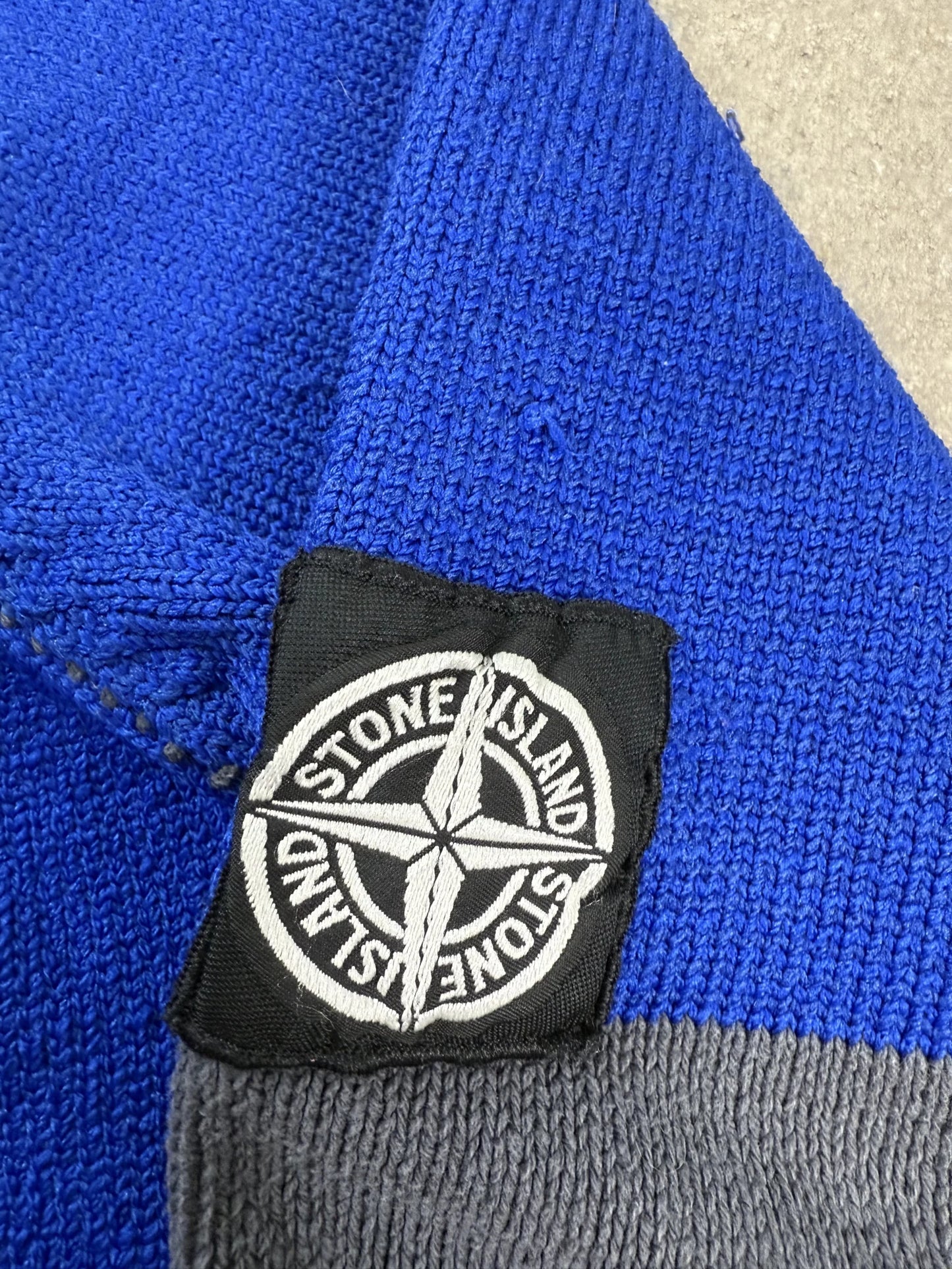 Maglione Stone Island S/S 2004 Archive Two-Tone Zip Blouson Blu Grigio | Taglia M