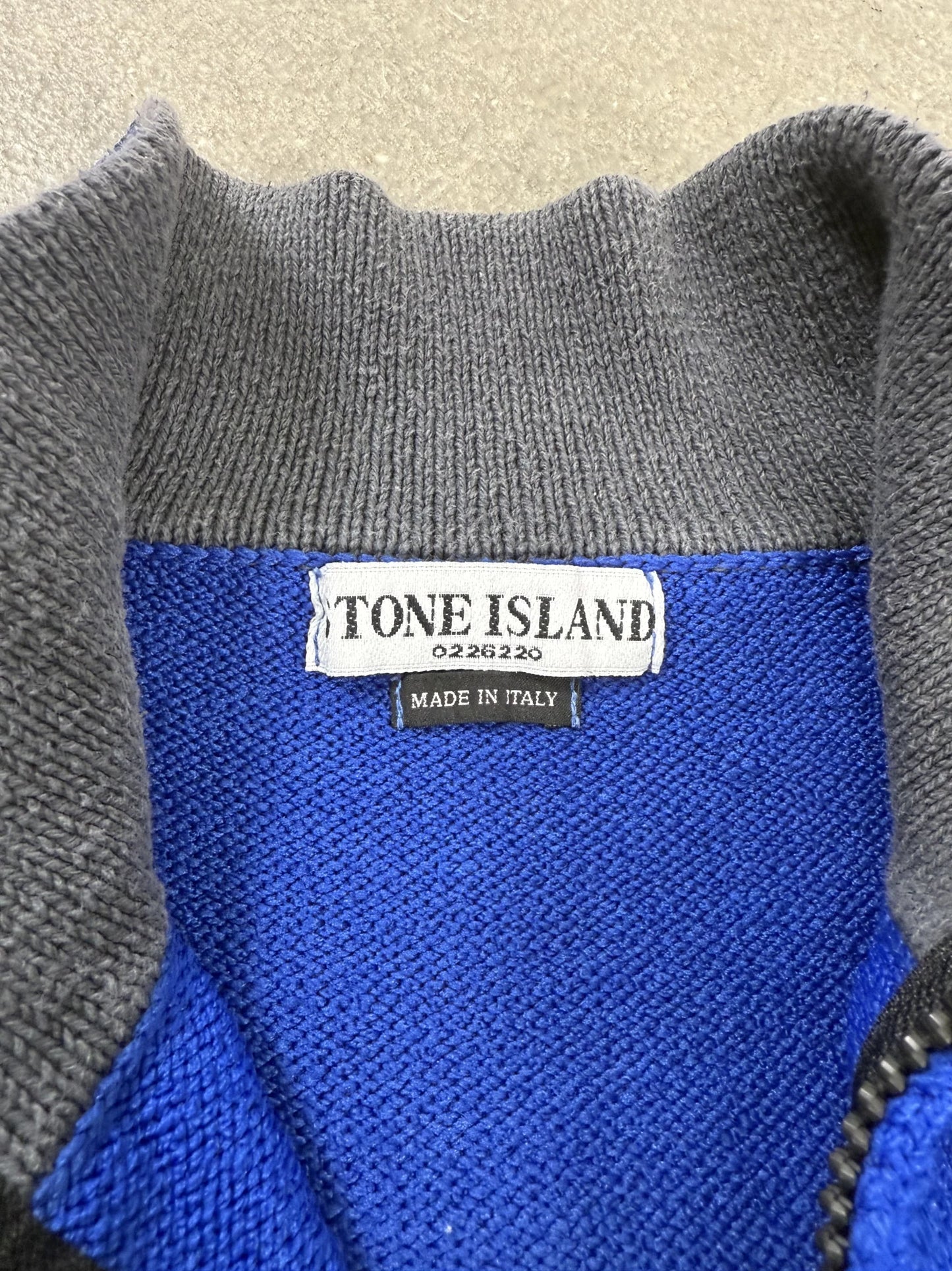 Maglione Stone Island S/S 2004 Archive Two-Tone Zip Blouson Blu Grigio | Taglia M