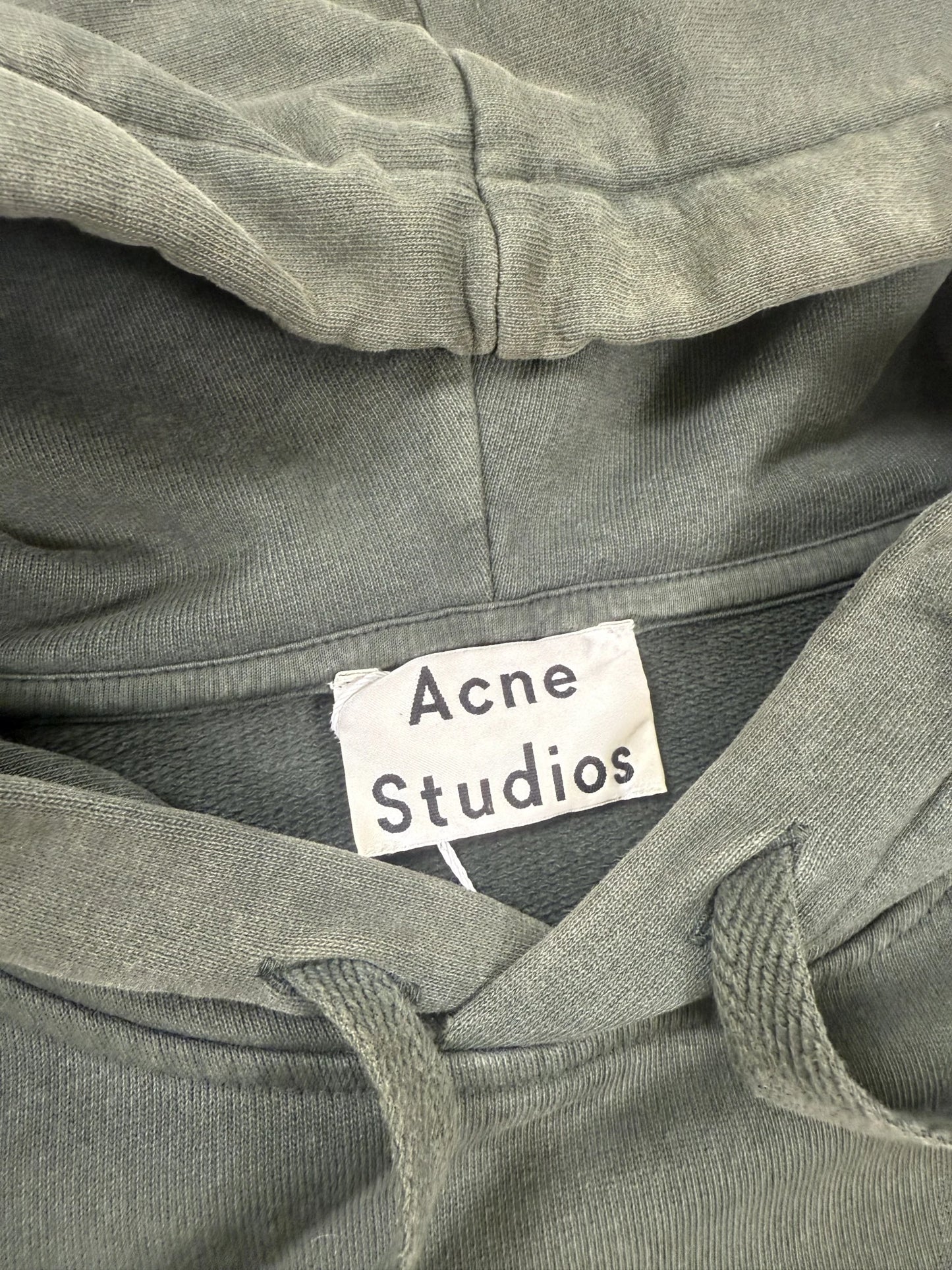 2020 Acne Studios Franklin Felpa Con Cappuccio Verde Militare Reverse Logo |  Taglia M