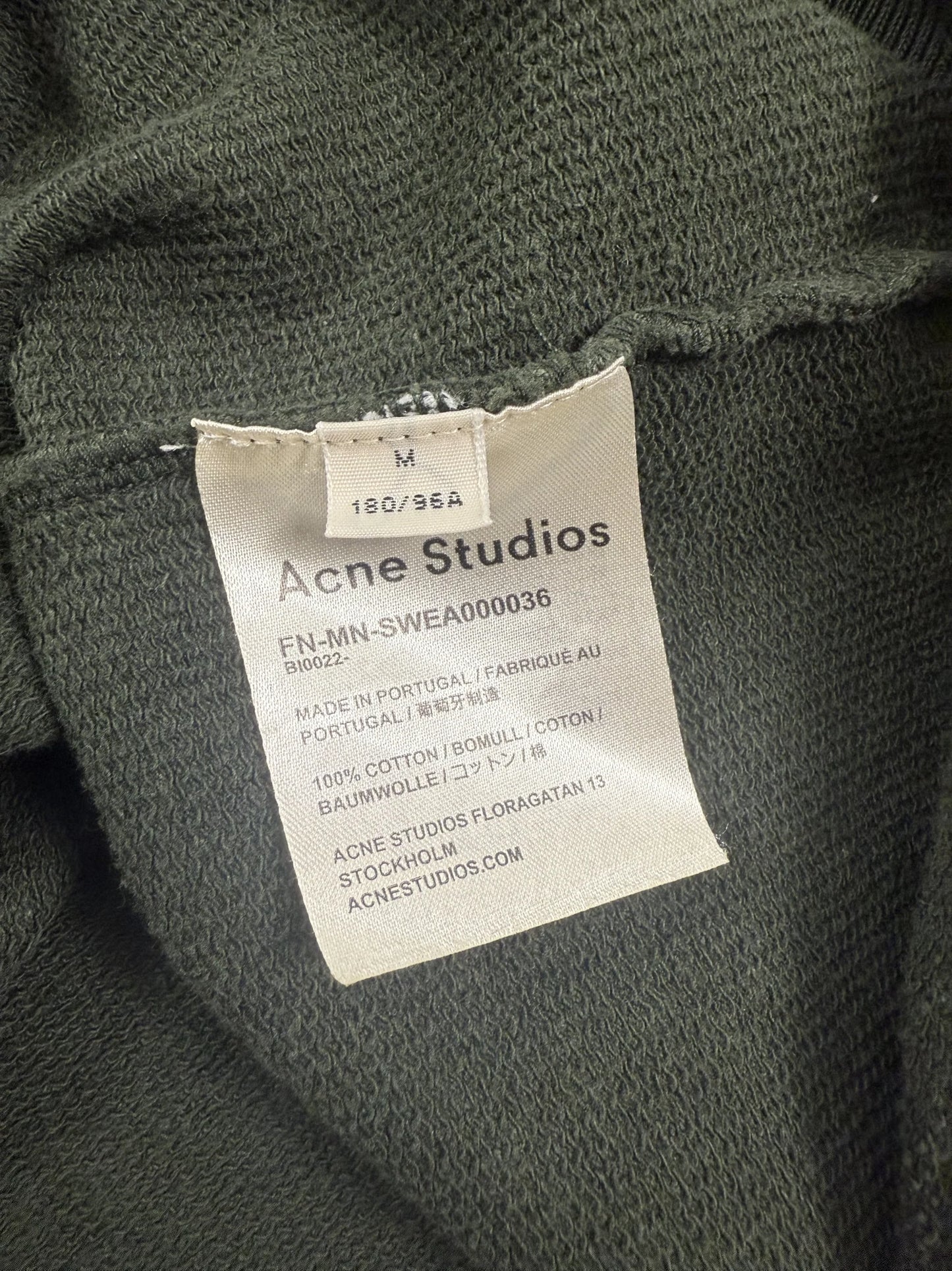 2020 Acne Studios Franklin Felpa Con Cappuccio Verde Militare Reverse Logo |  Taglia M