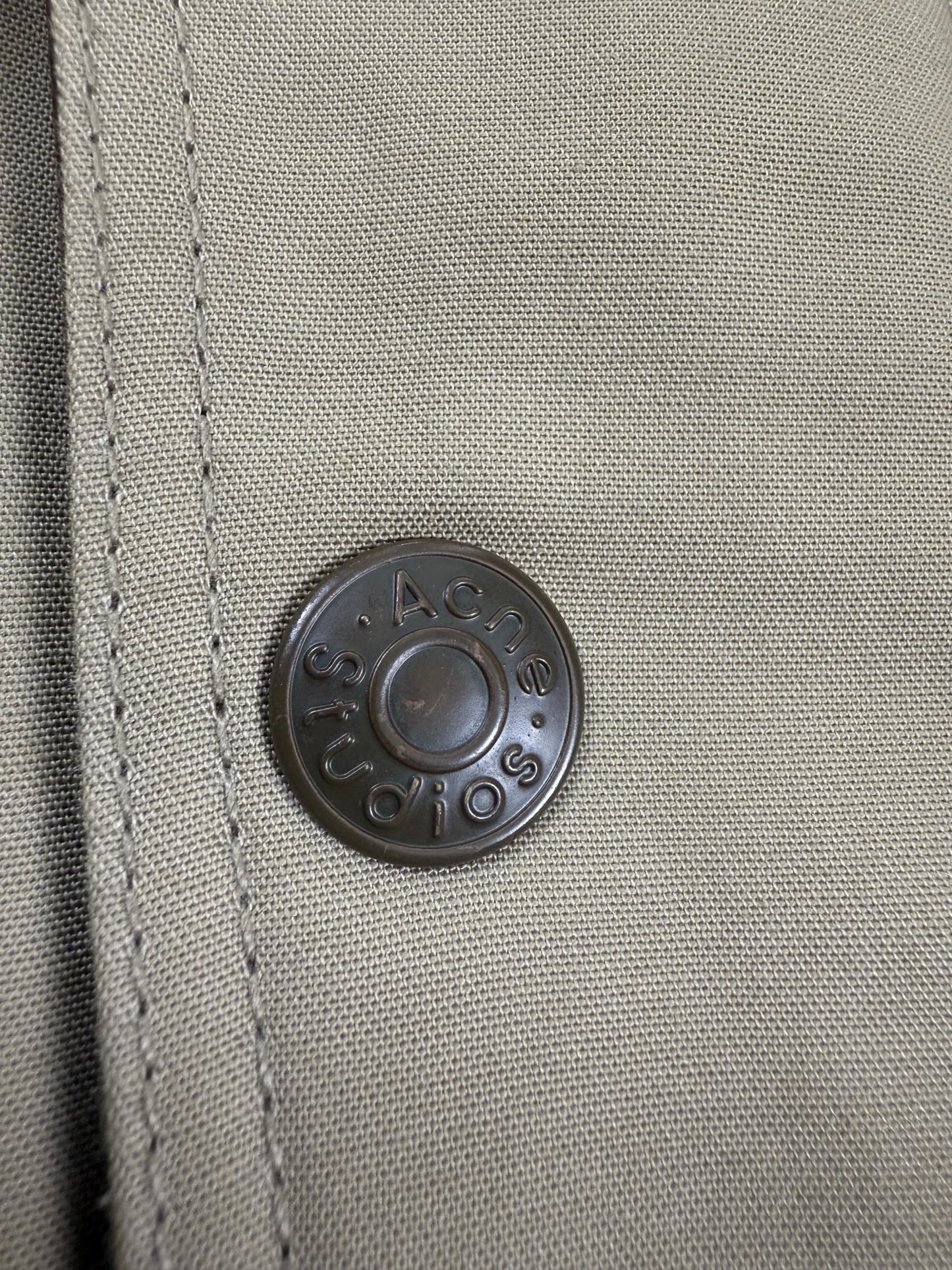 A/W 2024 Acne Studios Bomber in Twill Beige con Colletto in Pelle | Taglia 48 boxy oversize