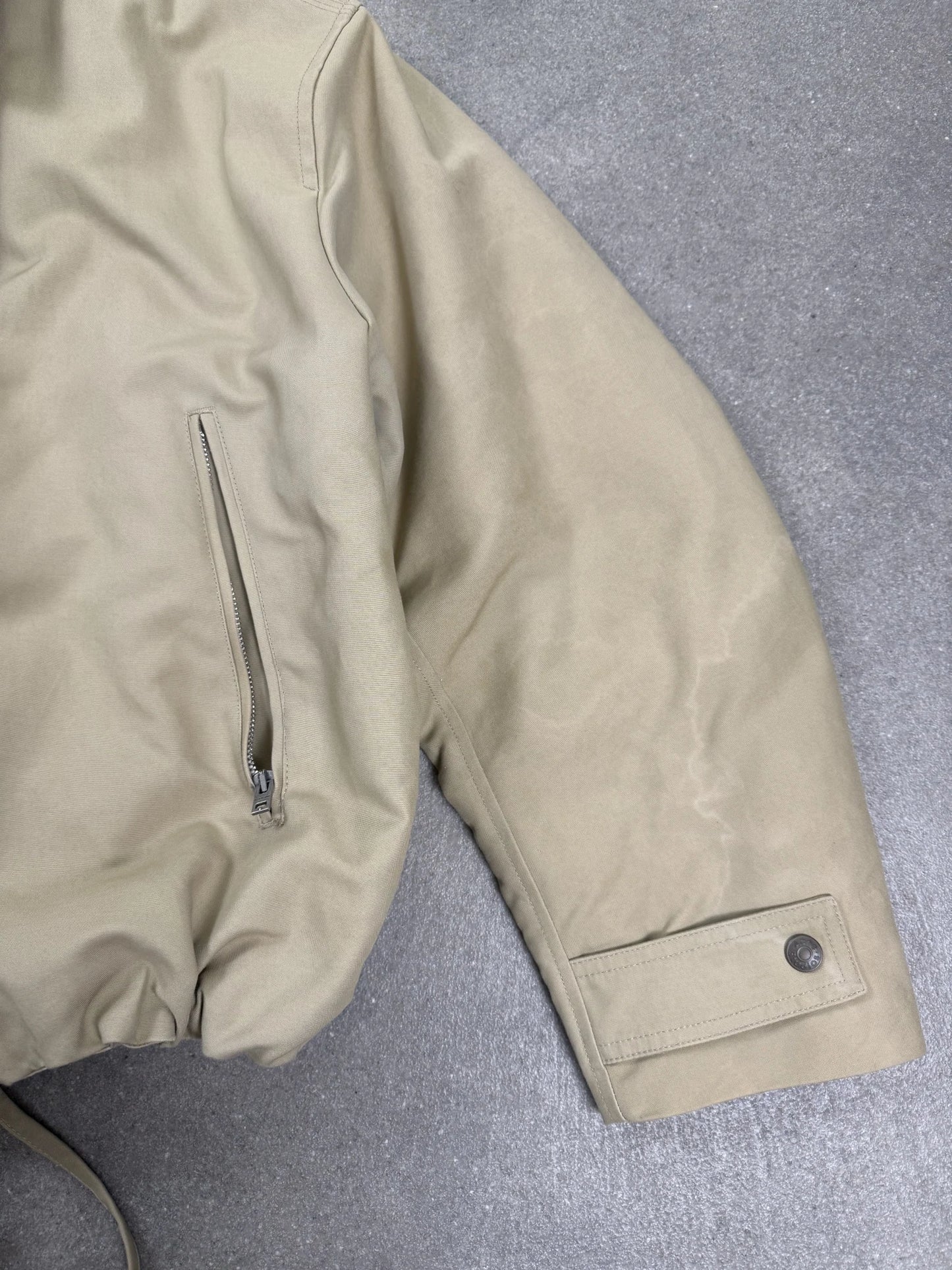 A/W 2024 Acne Studios Bomber in Twill Beige con Colletto in Pelle | Taglia 48 boxy oversize