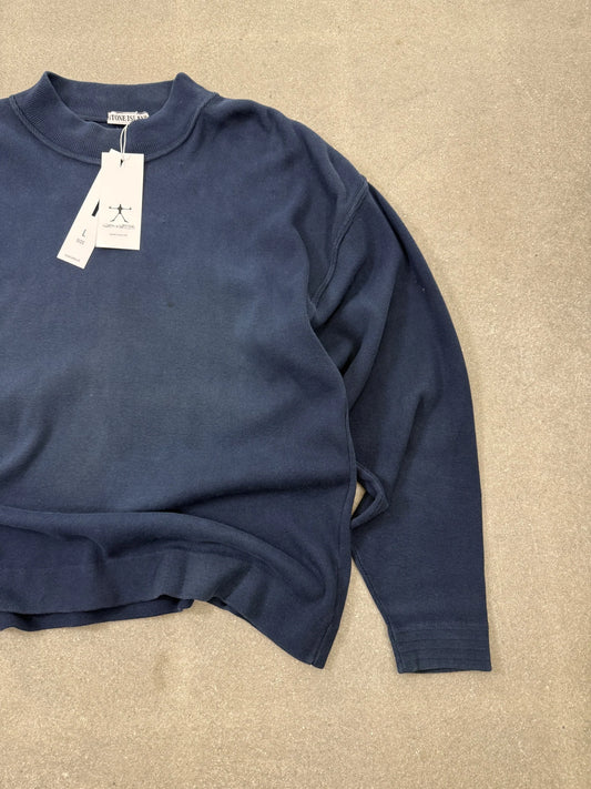1987 Stone Island Archive Felpa Mockneck Blu Marina era Massimo Osti | Taglia L oversize boxy