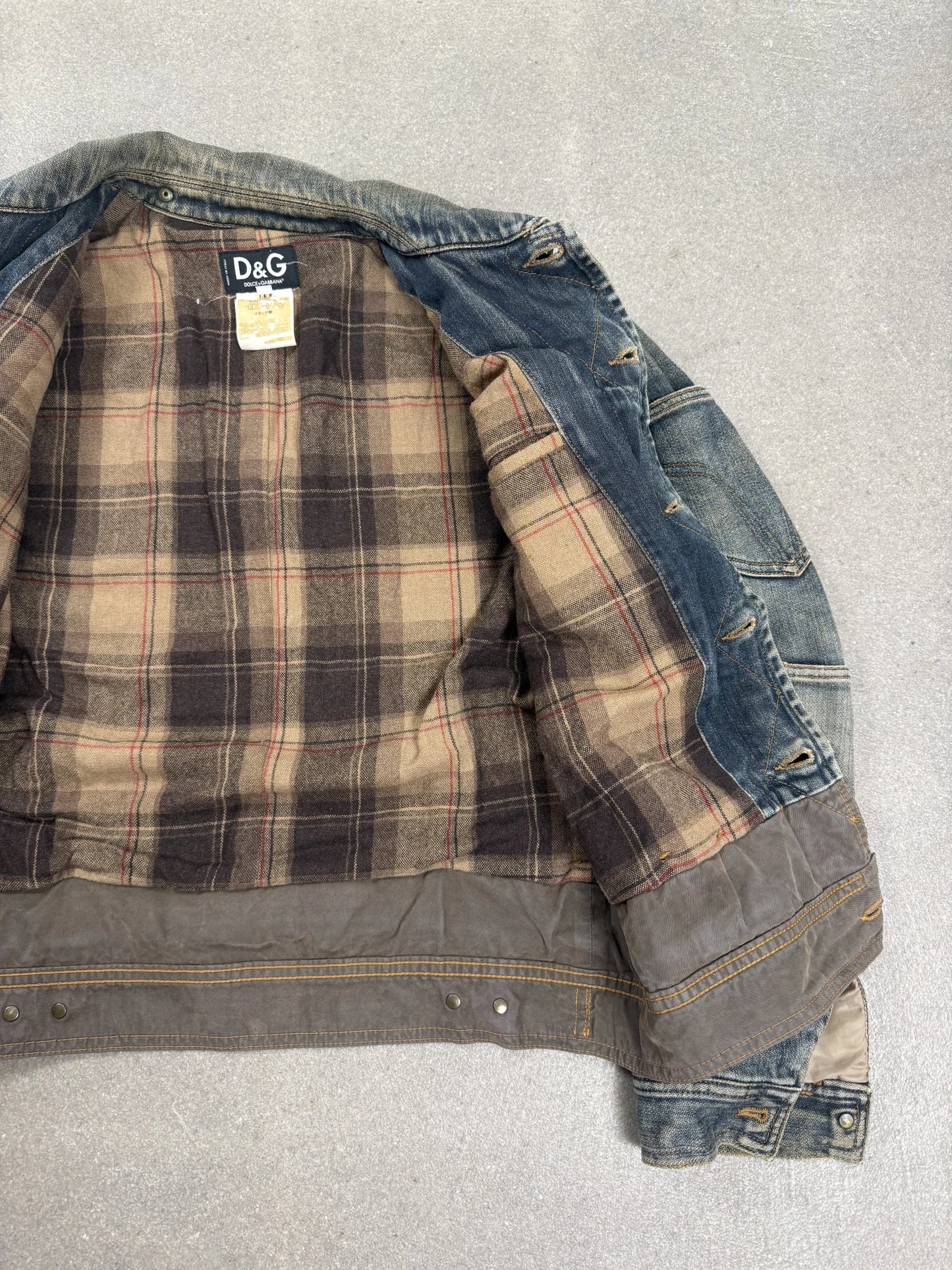 D&G Dolce & Gabbana AW 2003 Archive Giacca Denim Multipocket Double Layered | Taglia S oversize