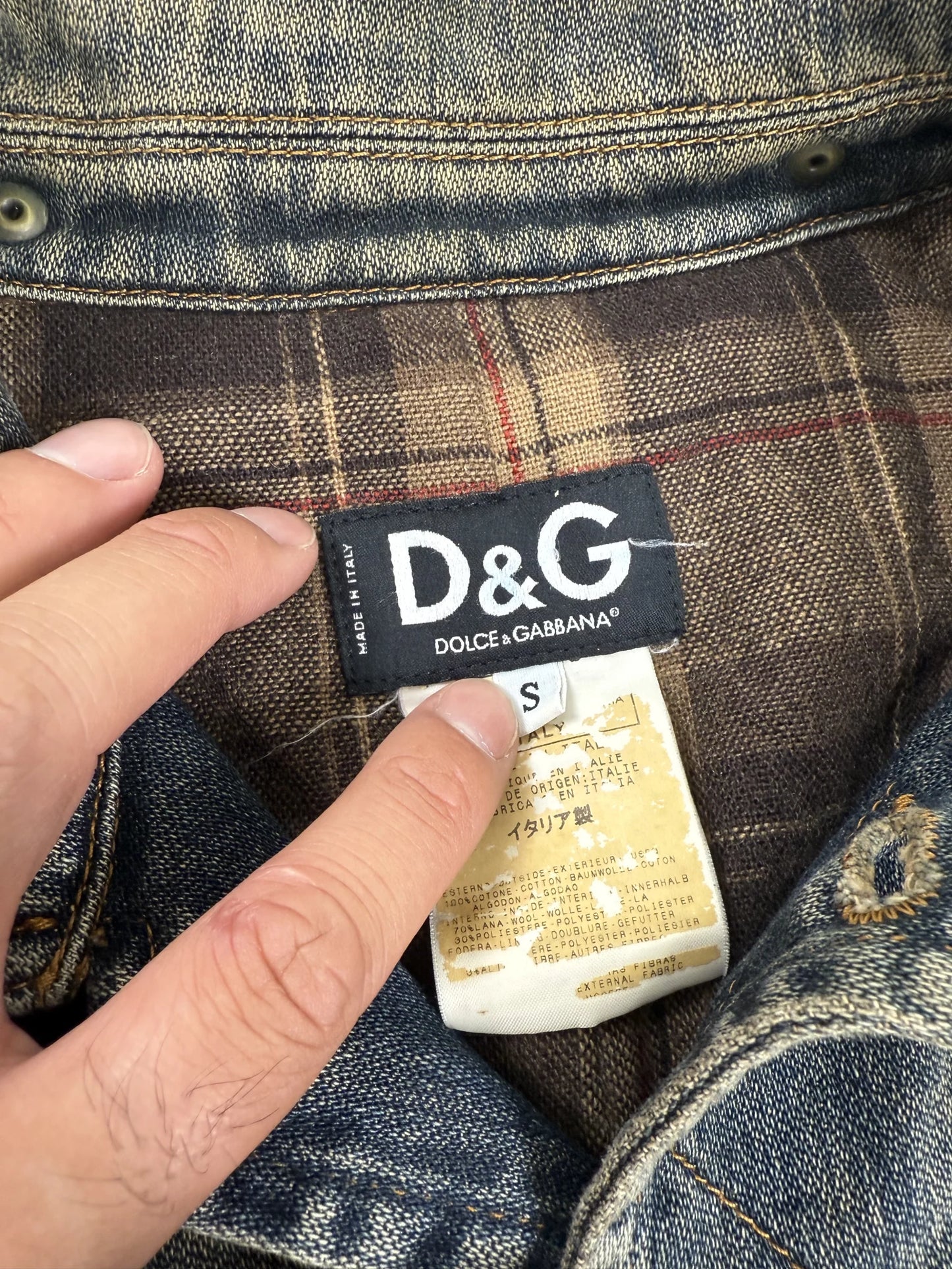 D&G Dolce & Gabbana AW 2003 Archive Giacca Denim Multipocket Double Layered | Taglia S oversize