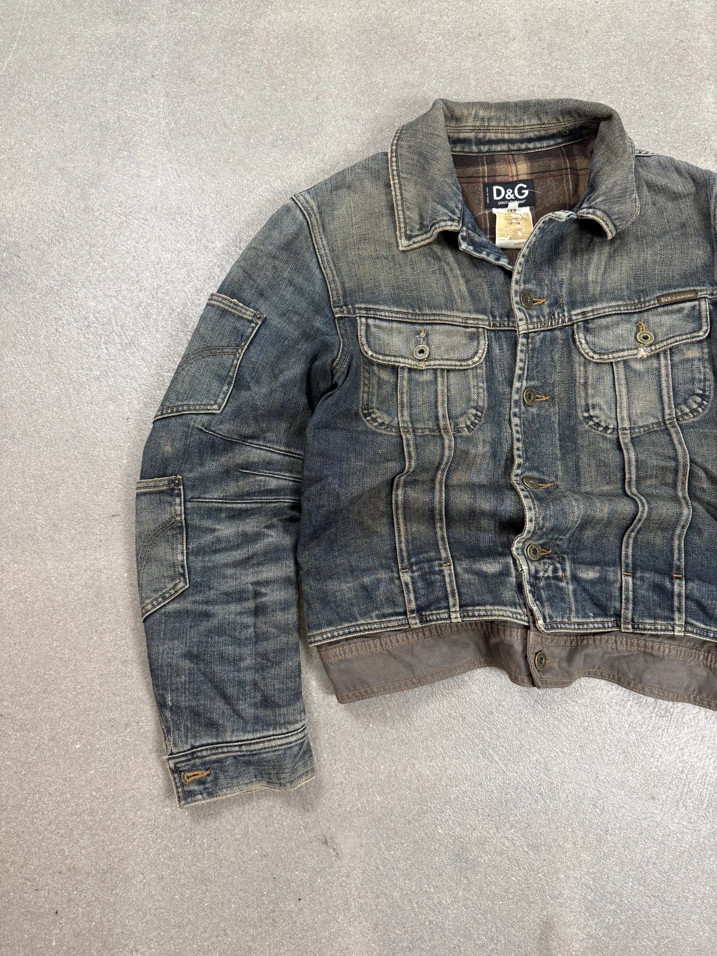 D&G Dolce & Gabbana AW 2003 Archive Giacca Denim Multipocket Double Layered | Taglia S oversize