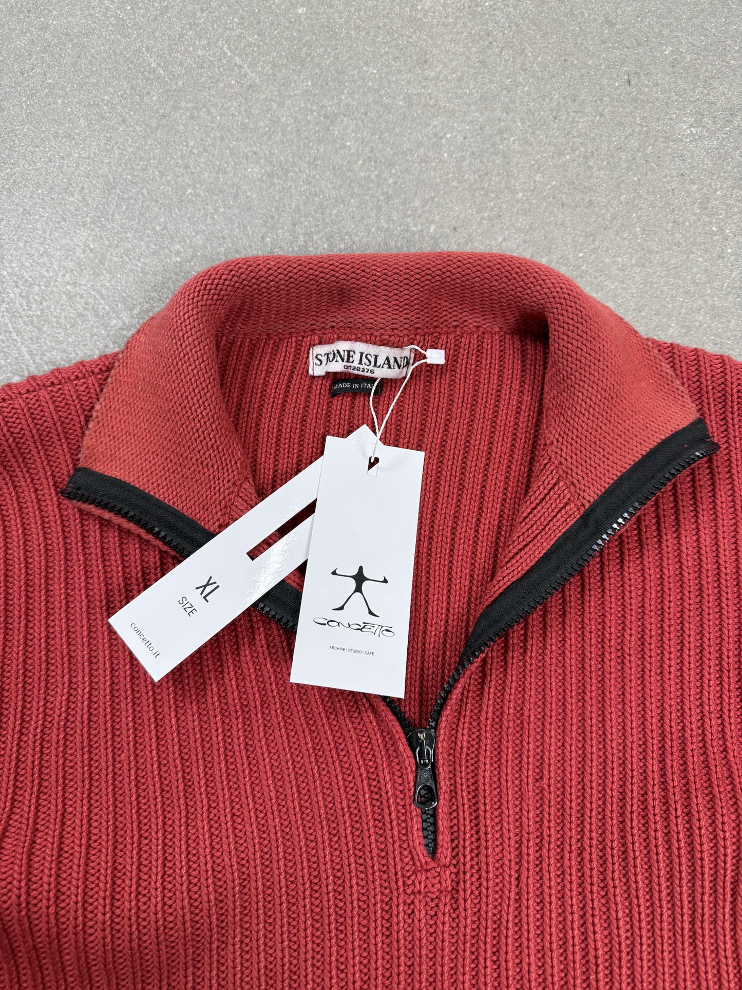 Maglione Stone Island Vintage AW 2003 Half Zip Ribbed Red XL | Archive