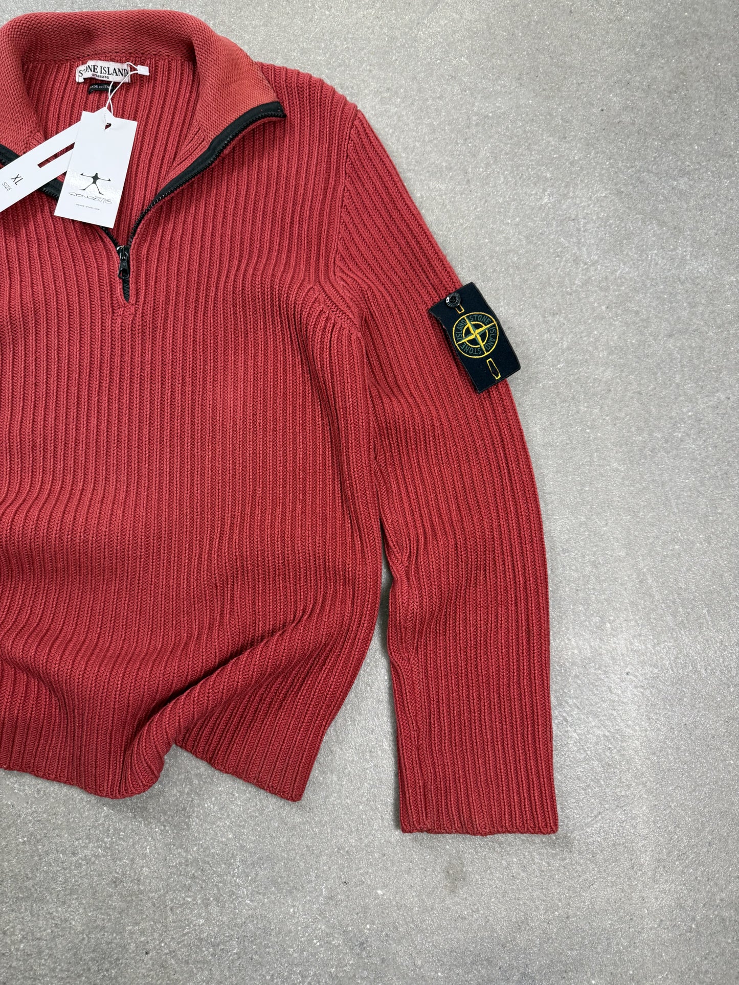 Maglione Stone Island Vintage AW 2003 Half Zip Ribbed Red XL | Archive
