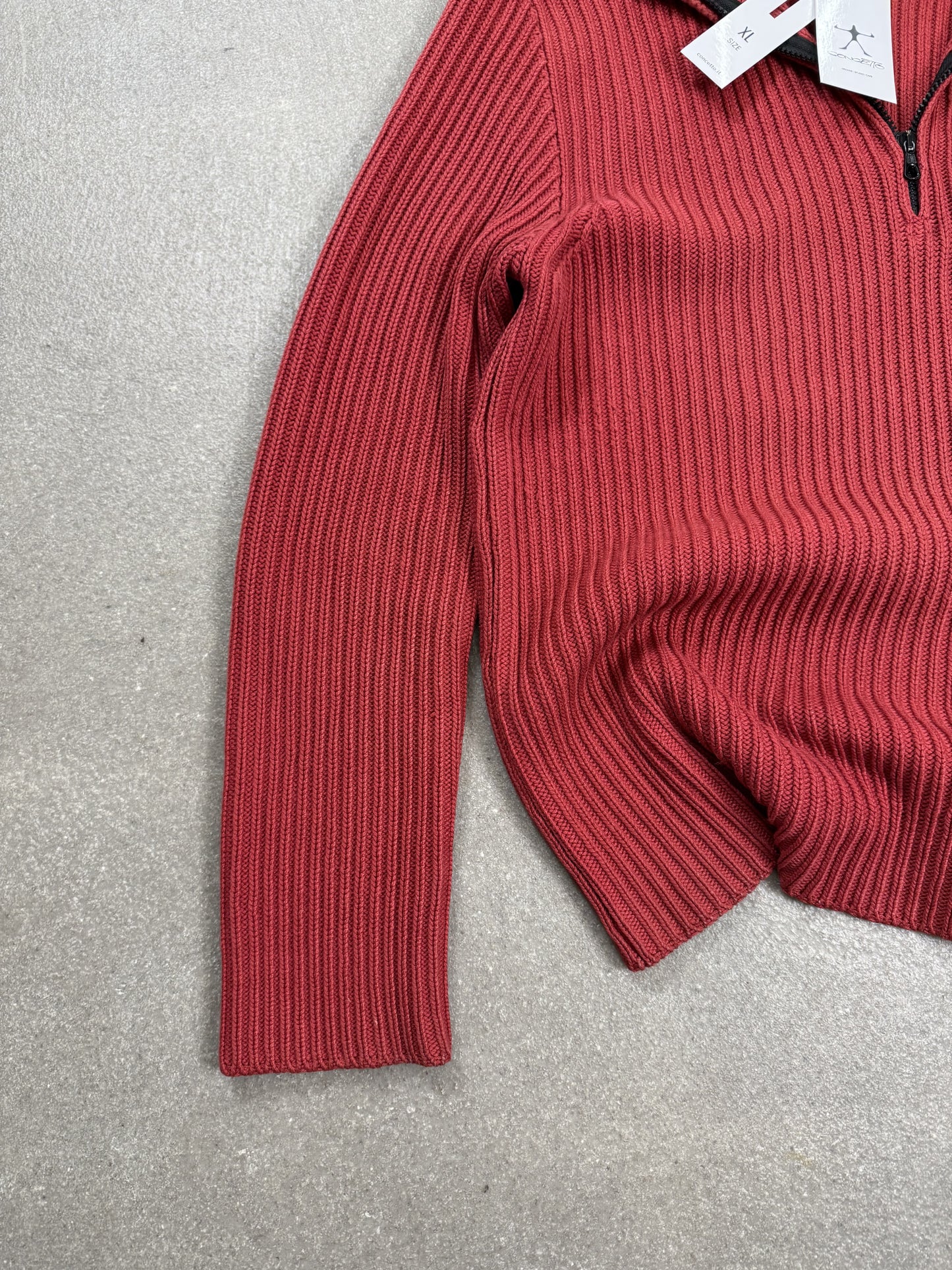 Maglione Stone Island Vintage AW 2003 Half Zip Ribbed Red XL | Archive