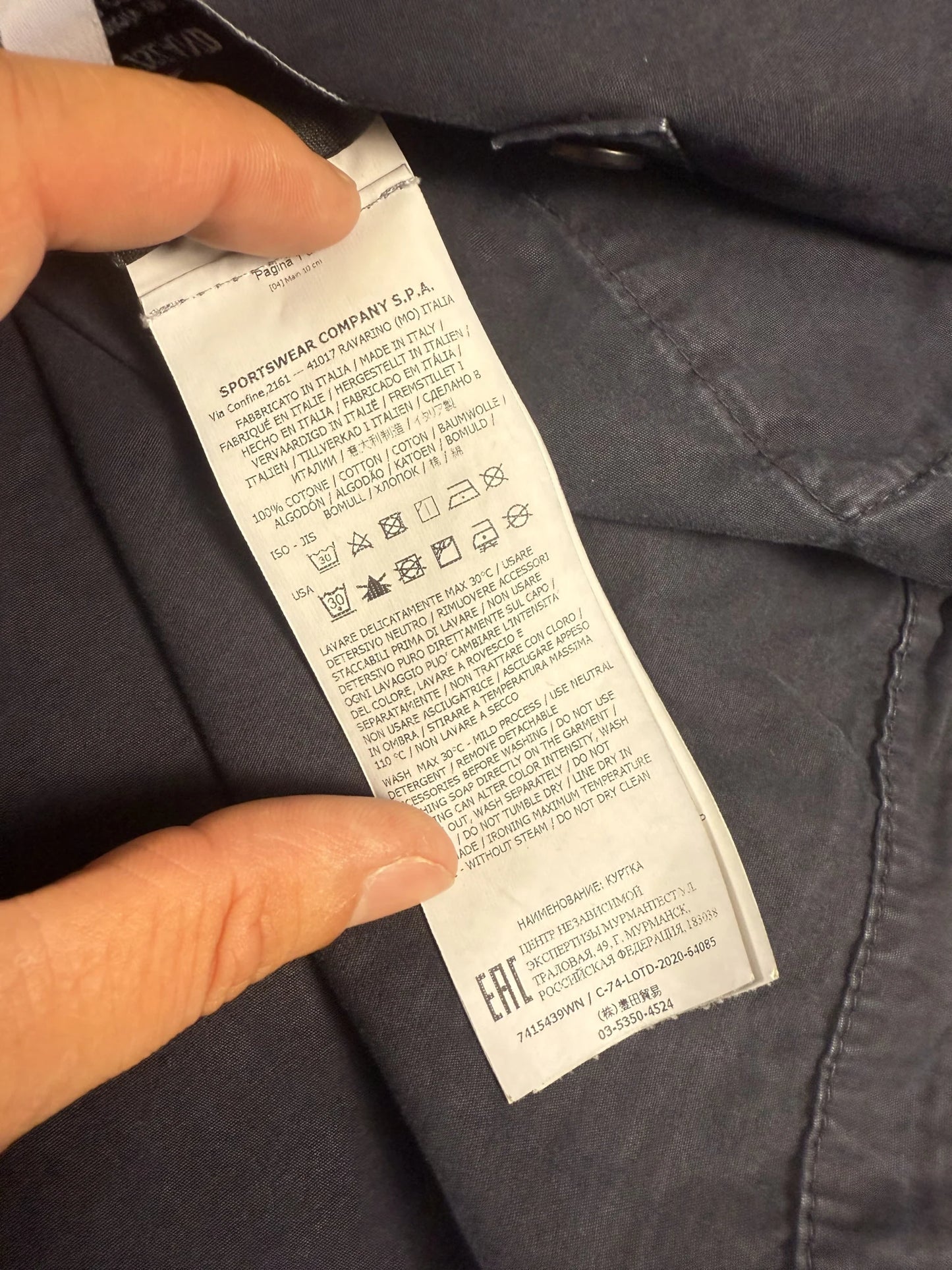 Giacca Stone Island Utility Field Jacket A/W 2019 Cotone Tinto in Capo Blu Notte Certilogo | Taglia XL