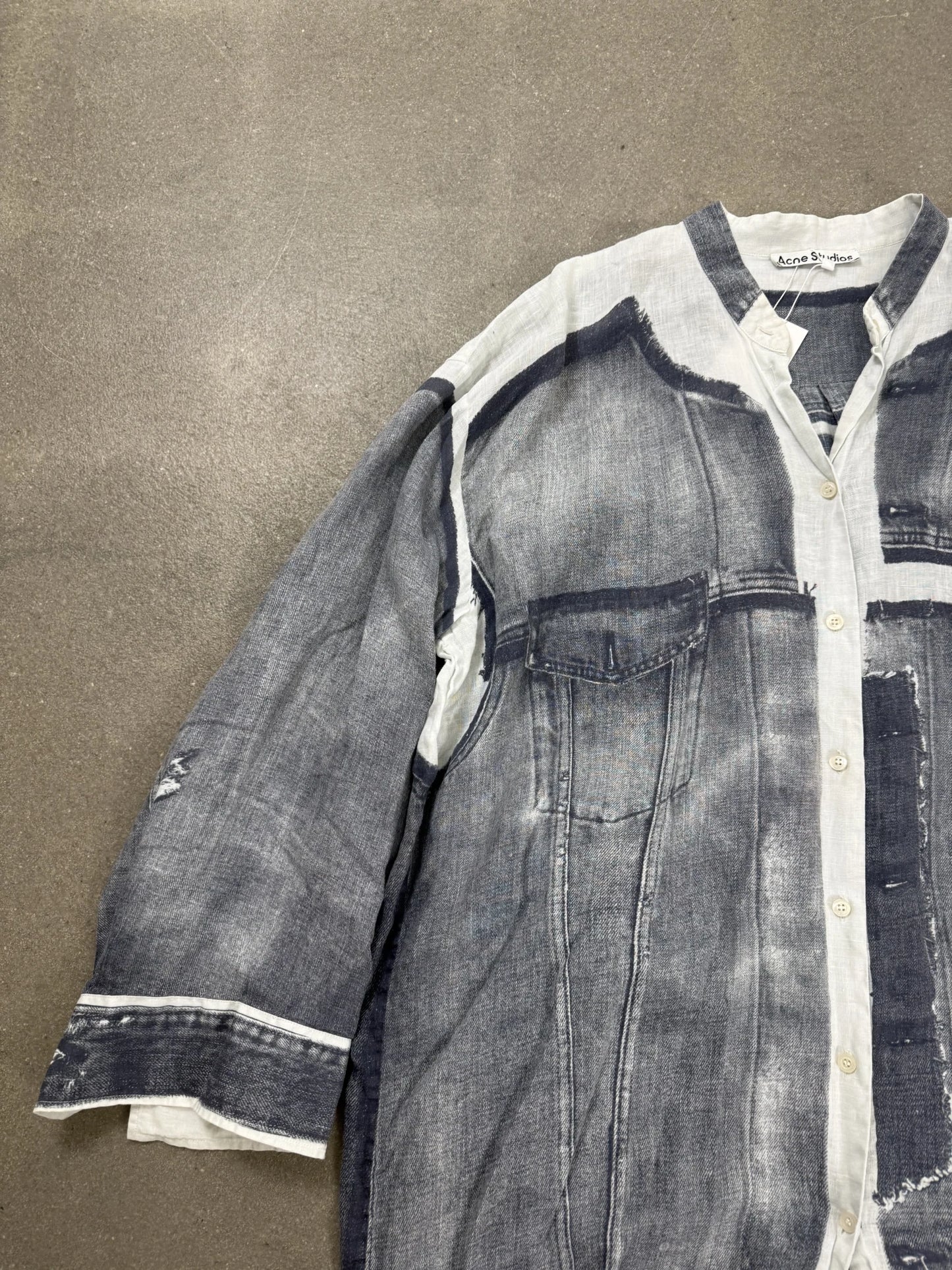 Camicia Lino Acne Studios Trompe l'œil Denim Print S/S 2023 | Taglia L/XL