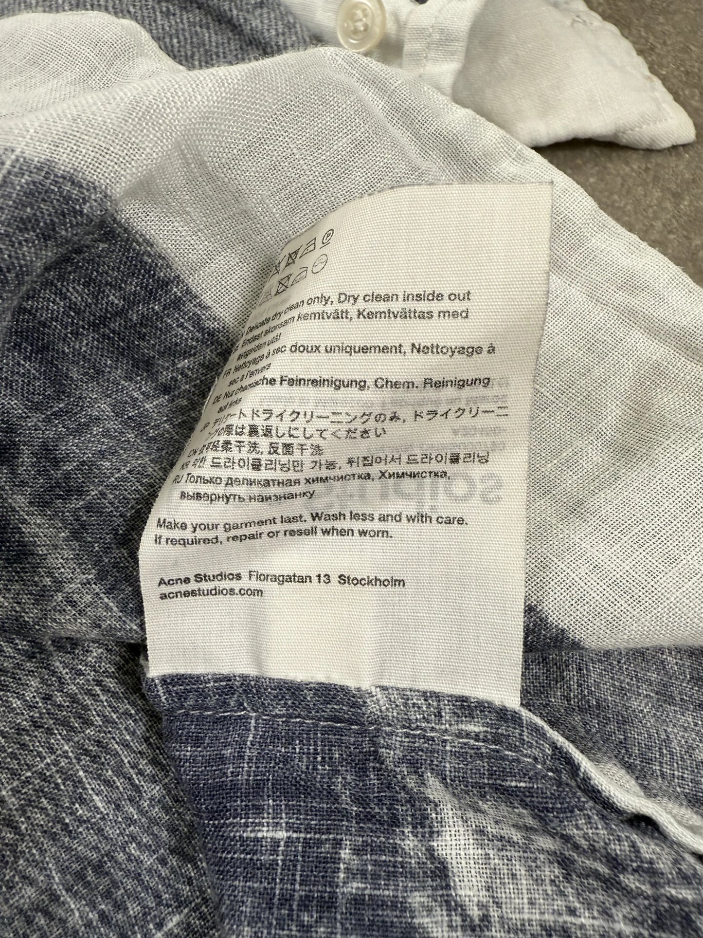 Camicia Lino Acne Studios Trompe l'œil Denim Print S/S 2023 | Taglia L/XL