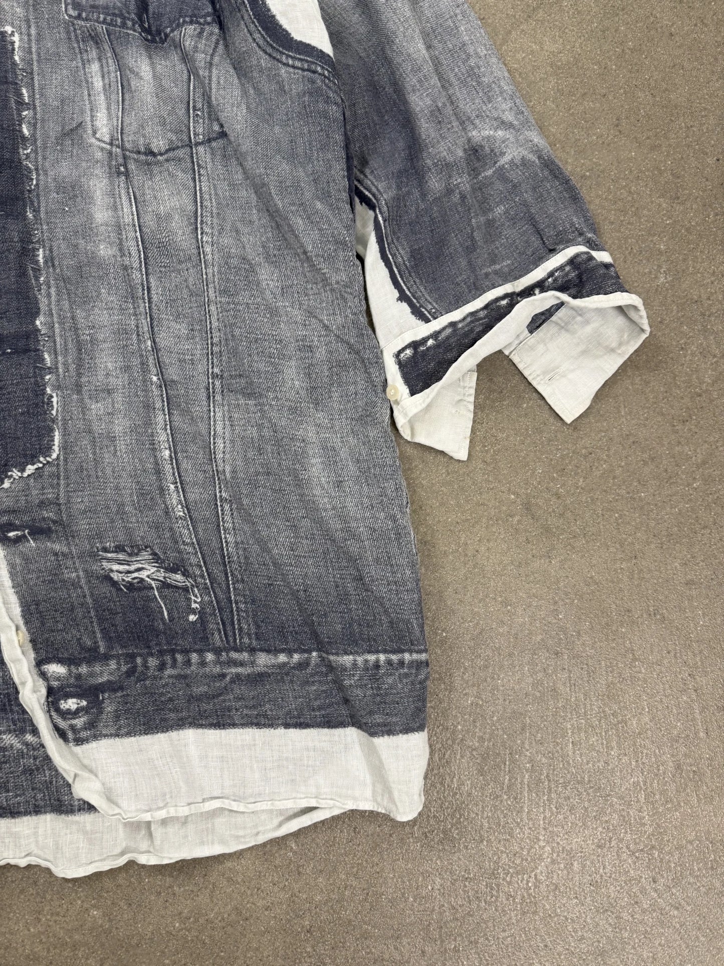 Camicia Lino Acne Studios Trompe l'œil Denim Print S/S 2023 | Taglia L/XL