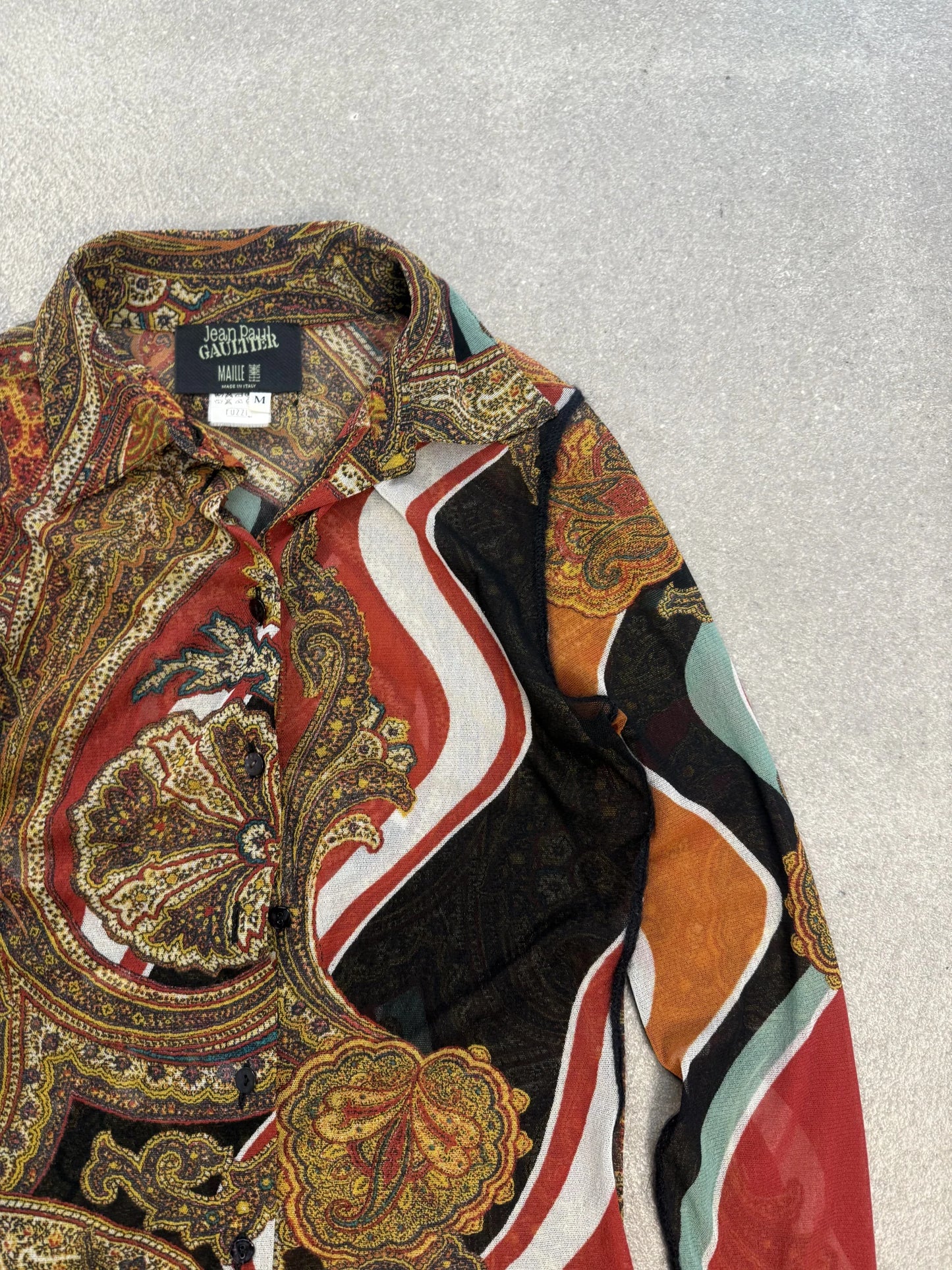 Camicia Jean Paul Gaultier Maille Vintage 1996 Mesh Paisley Made by Fuzzi | Taglia M