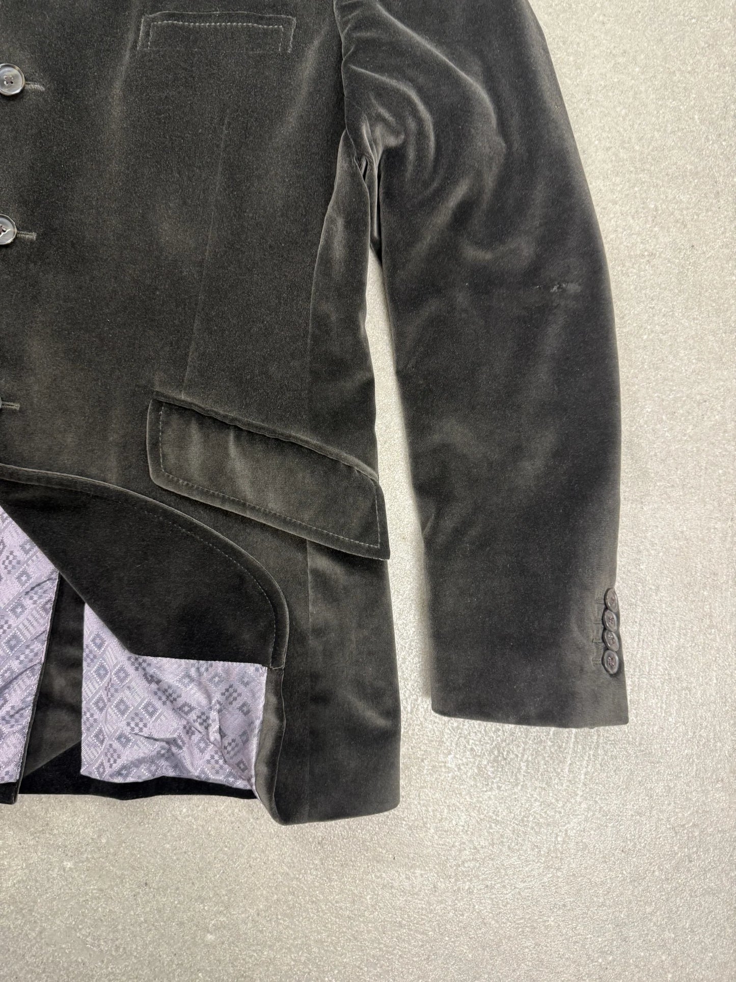 Giacca Dolce & Gabbana Velvet Blazer Archive 2006 Collo Coreana Tasche Asimmetriche in Marrone | Taglia 50 IT