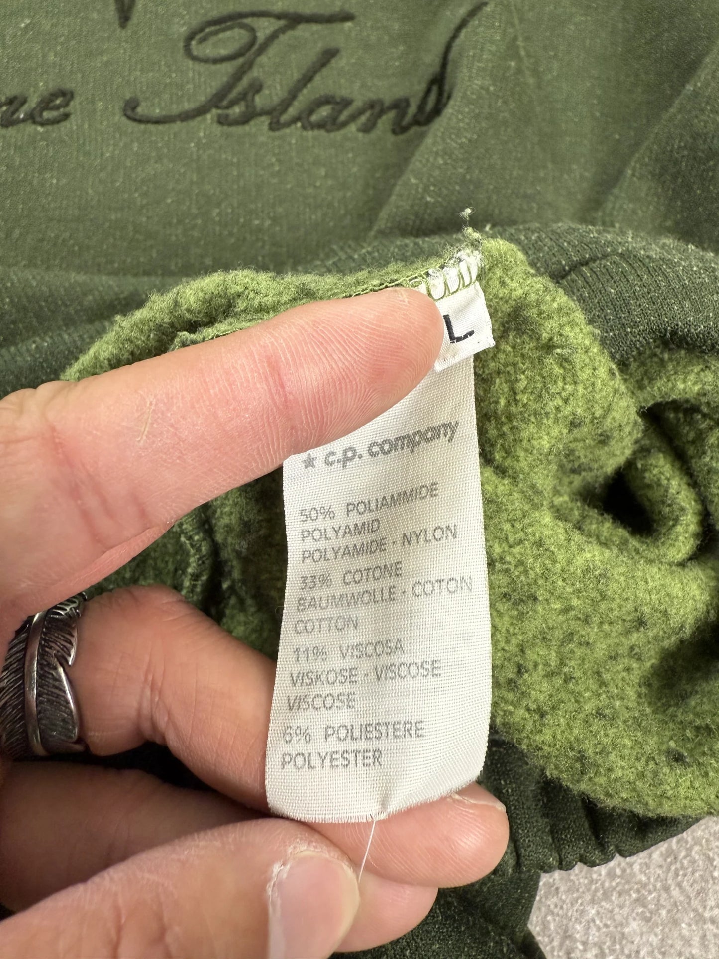 Felpa Stone Island Vintage AW 1988 Massimo Osti Script Logo Verde C.P. Company Era |