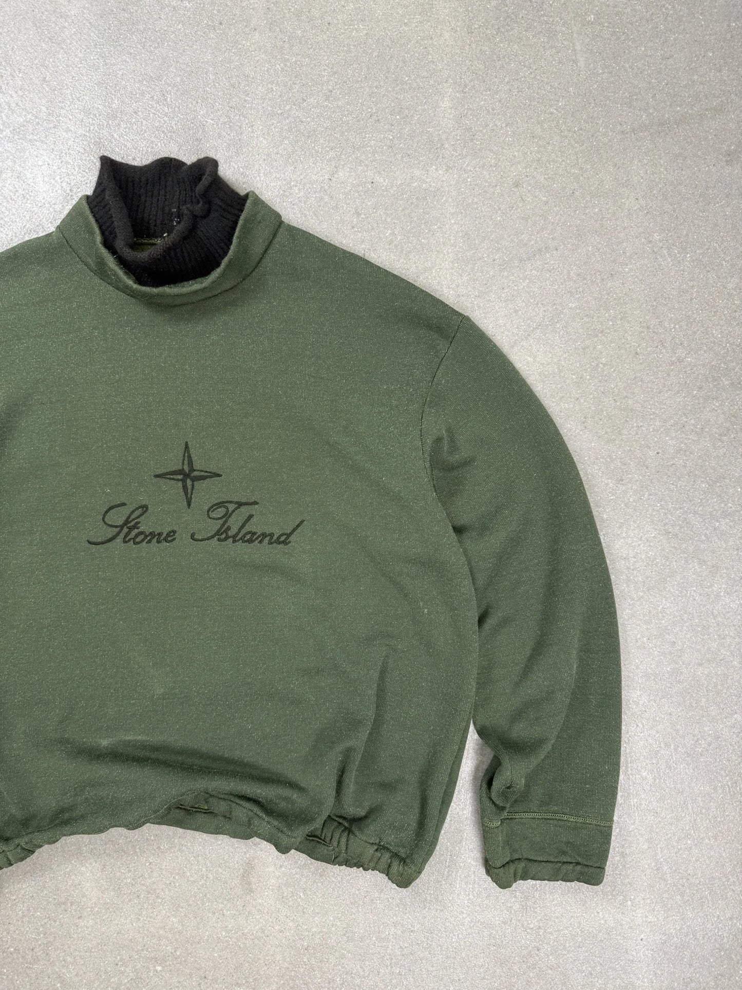Felpa Stone Island Vintage AW 1988 Massimo Osti Script Logo Verde C.P. Company Era |