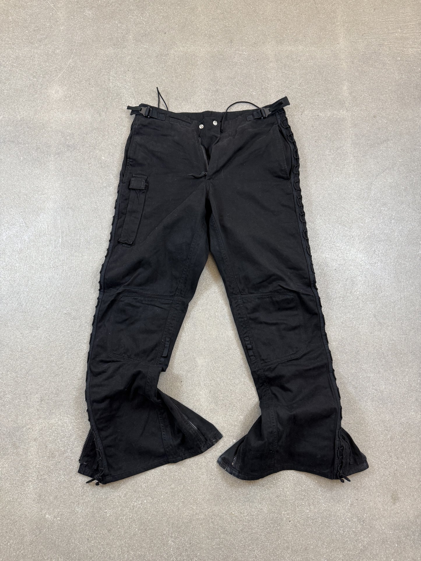 Pantaloni Stone Island Vintage AW 2003 Biker Laced Flight Pants Neri 46 Paul Harvey Era | Taglia IT 46