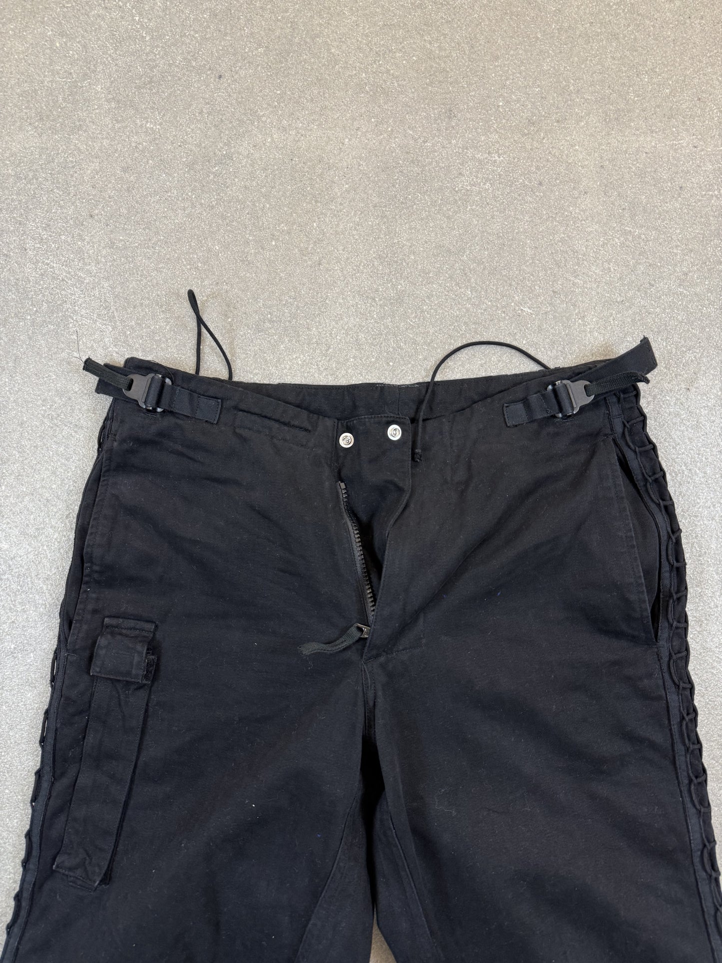 Pantaloni Stone Island Vintage AW 2003 Biker Laced Flight Pants Neri 46 Paul Harvey Era | Taglia IT 46