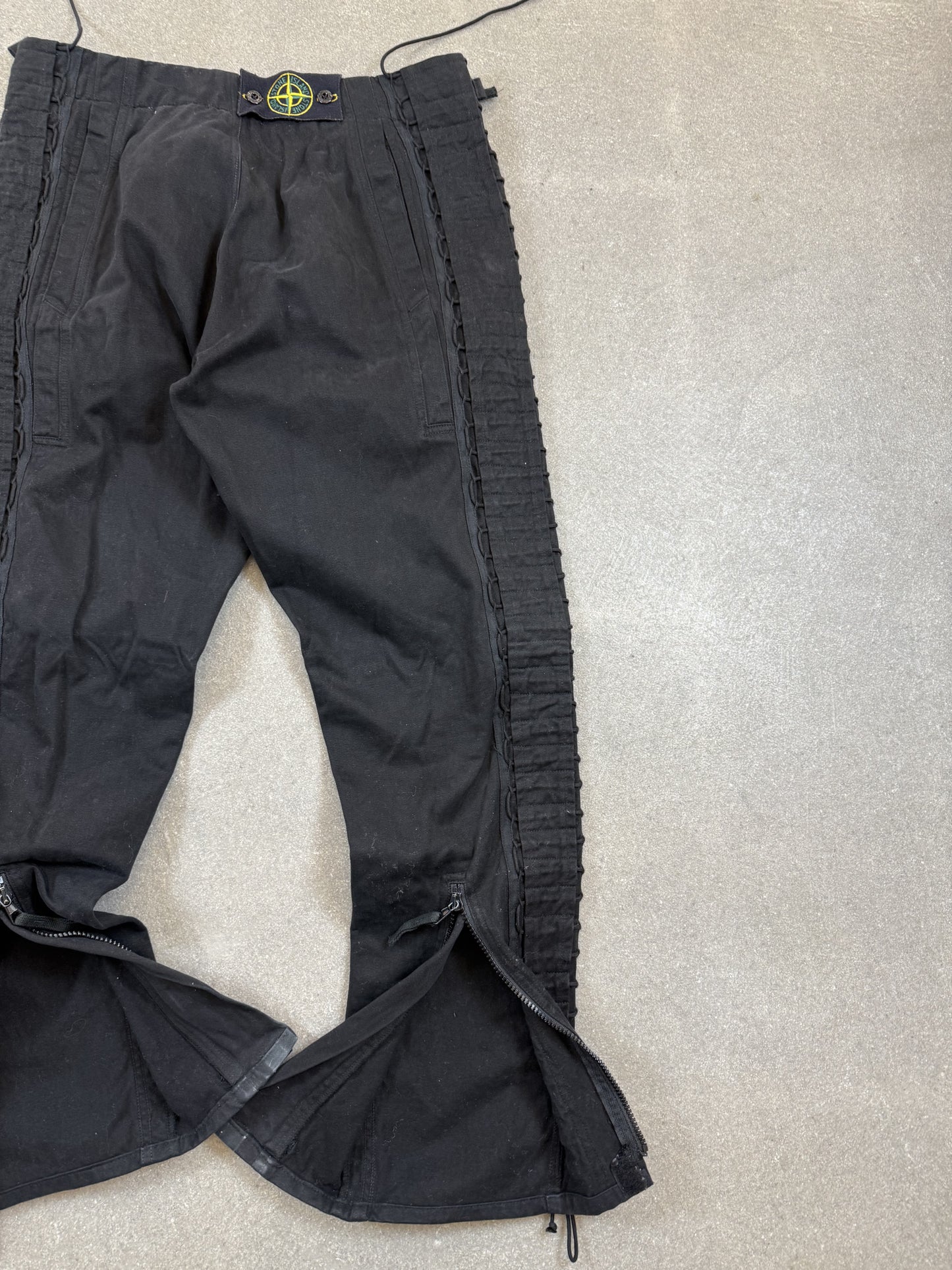 Pantaloni Stone Island Vintage AW 2003 Biker Laced Flight Pants Neri 46 Paul Harvey Era | Taglia IT 46