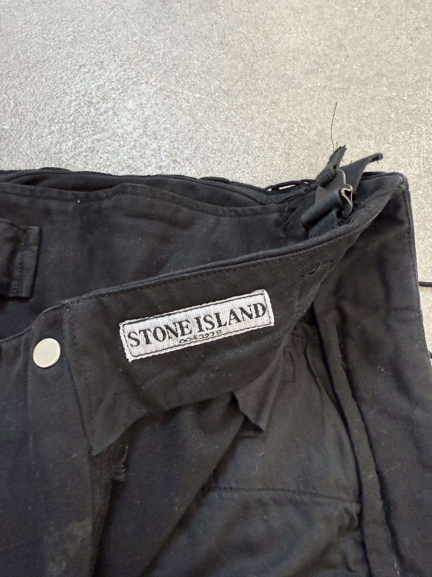 Pantaloni Stone Island Vintage AW 2003 Biker Laced Flight Pants Neri 46 Paul Harvey Era | Taglia IT 46