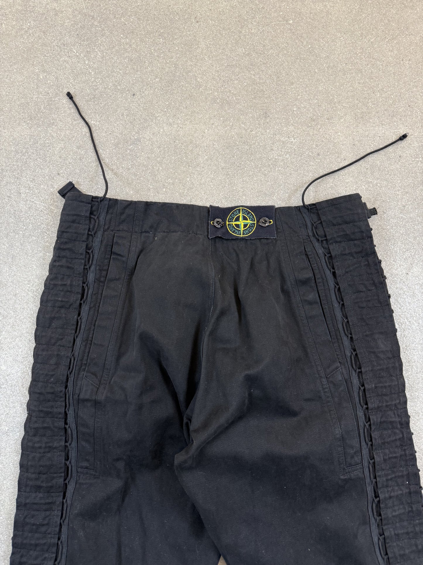 Pantaloni Stone Island Vintage AW 2003 Biker Laced Flight Pants Neri 46 Paul Harvey Era | Taglia IT 46
