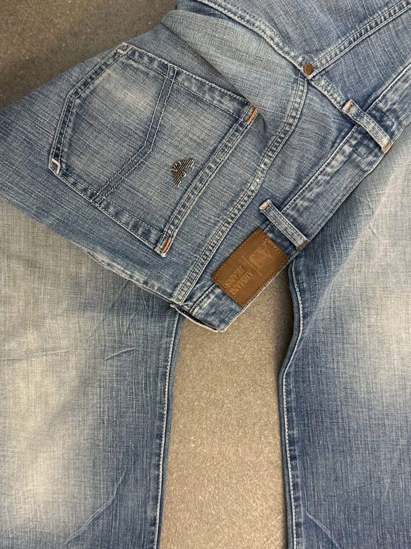 Jeans Armani Vintage 2004 Stone Wash Faded Blue Baggy W38 | Archive