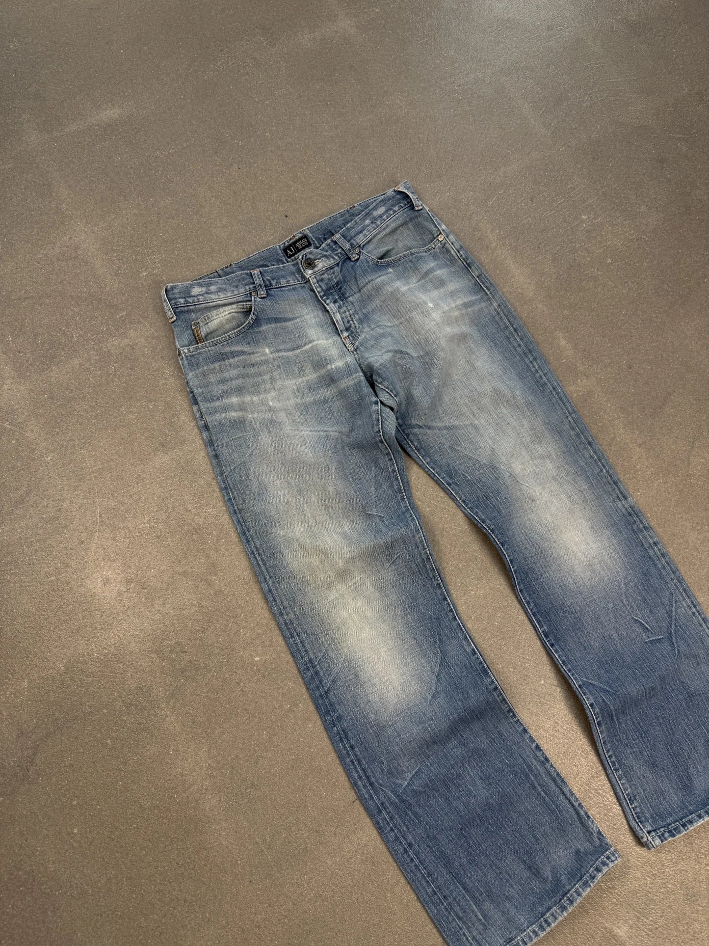 Jeans Armani Vintage 2004 Stone Wash Faded Blue Baggy W38 | Archive