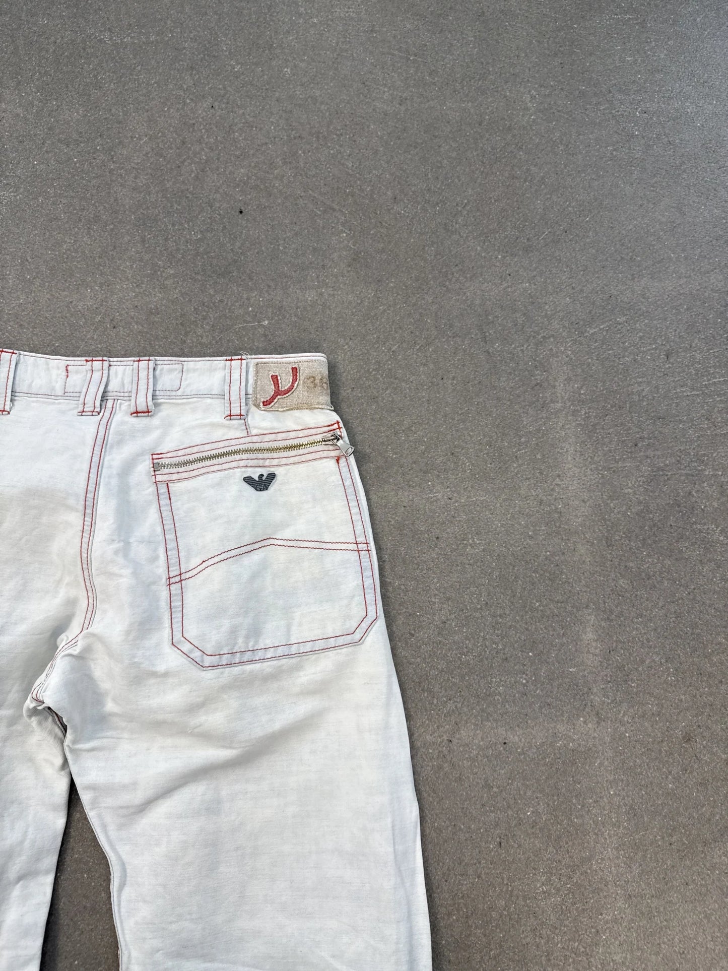 Pantaloni Armani Jeans Vintage 2004 Cargo Canapa Cotone Bianco W38 | Archive